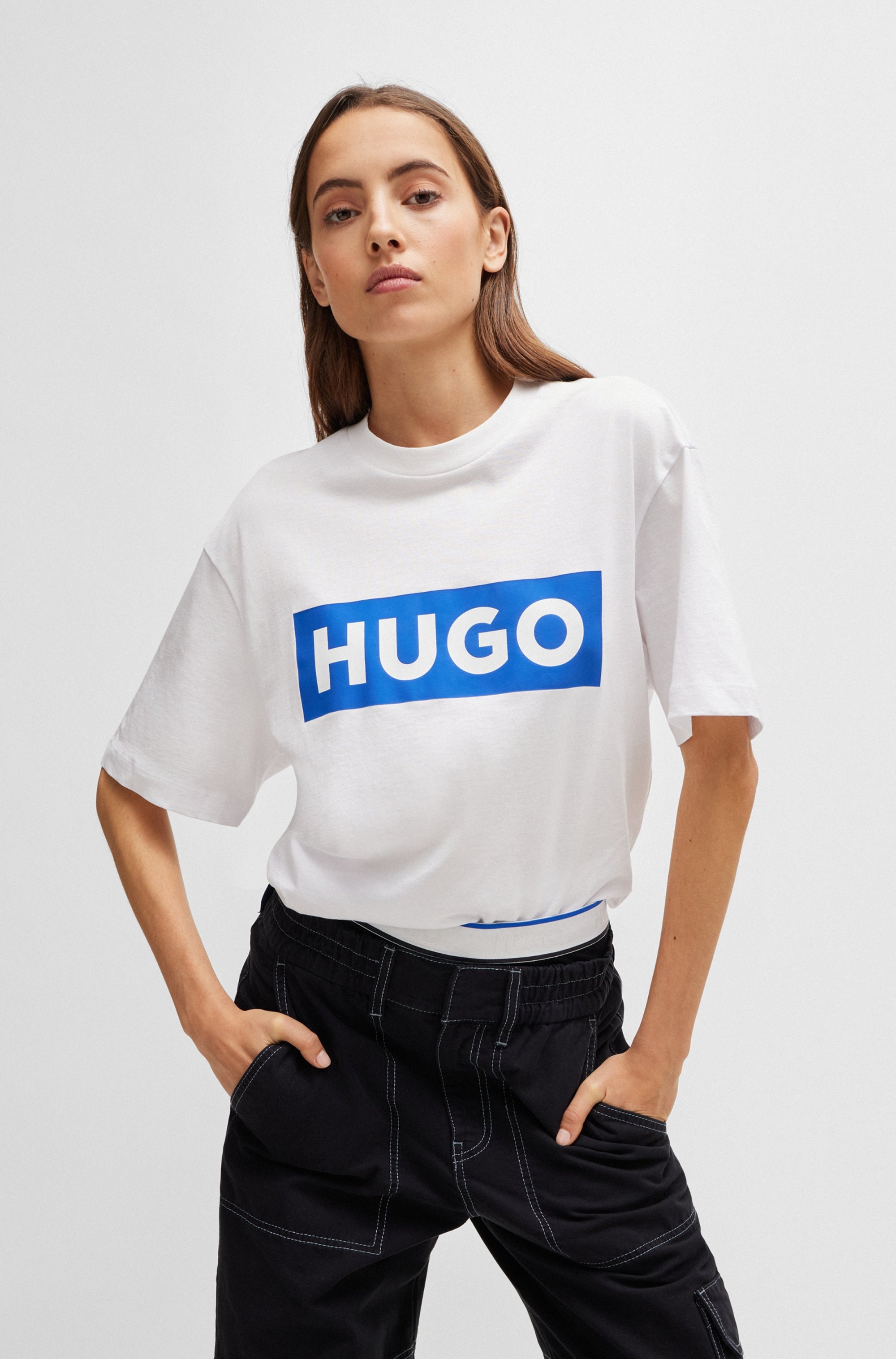 HUGO Blue T-Shirt "Nico", mit großem Logo-Print, Unisex günstig online kaufen