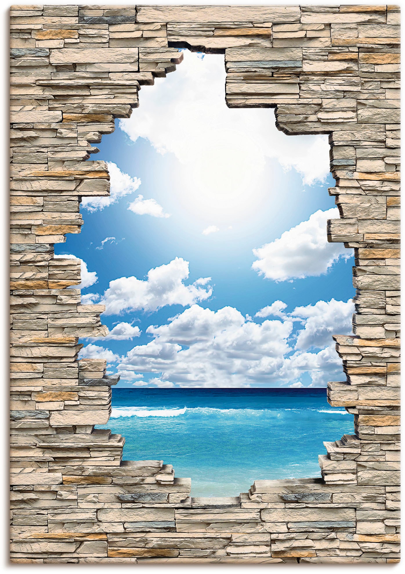 Artland Wandbild »Großartige Strandlandschaft Steinmauer«, Strandbilder, (1 St.), als Leinwandbild in verschied. Größen
