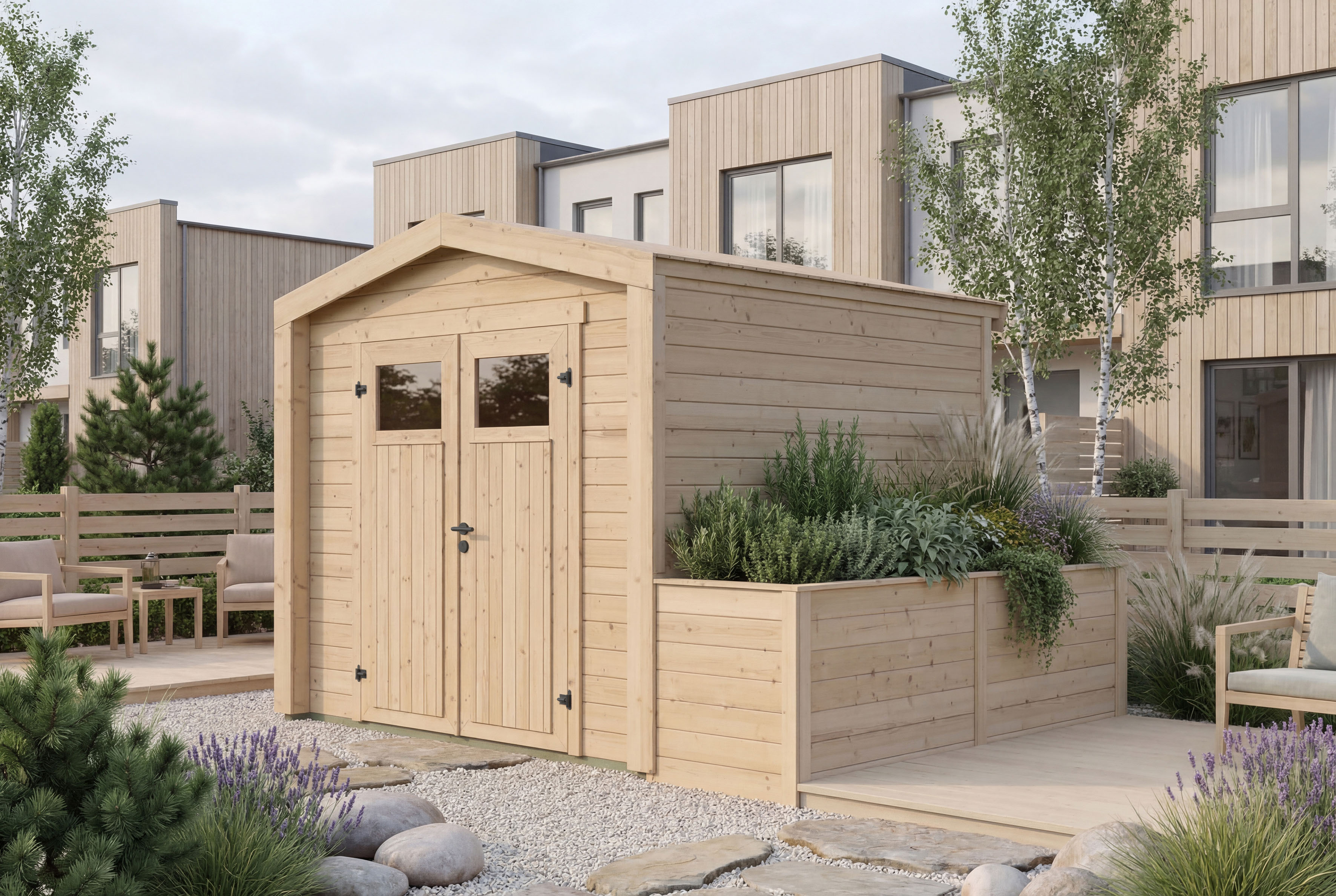 weka Gartenhaus "Killarney" Doppeltür, 1/4 verglast, inkl. Hochbeet