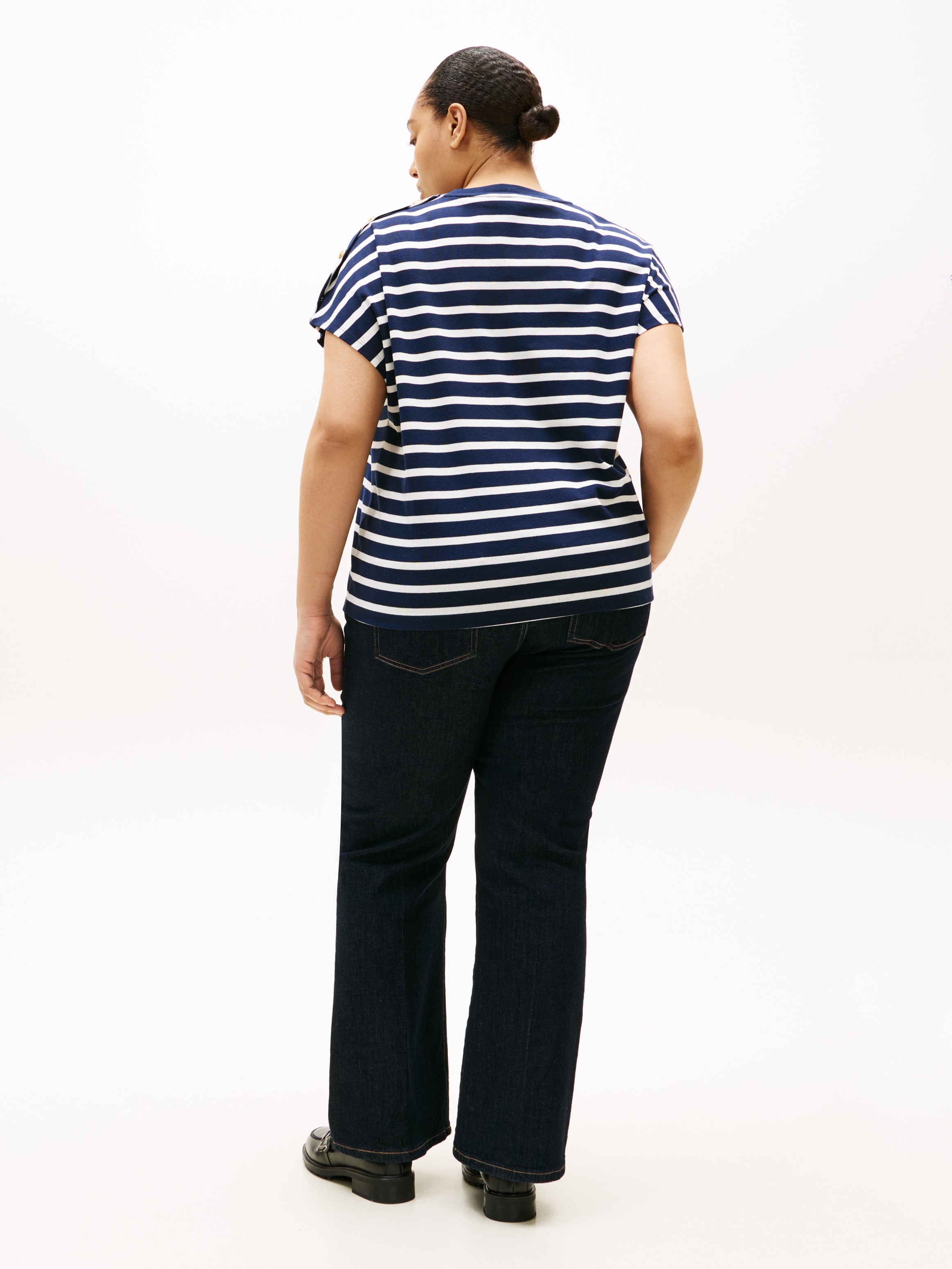 Tommy Hilfiger Curve Kurzarmshirt »CRV GOLD BUTTON SS TEE« in großen Größen