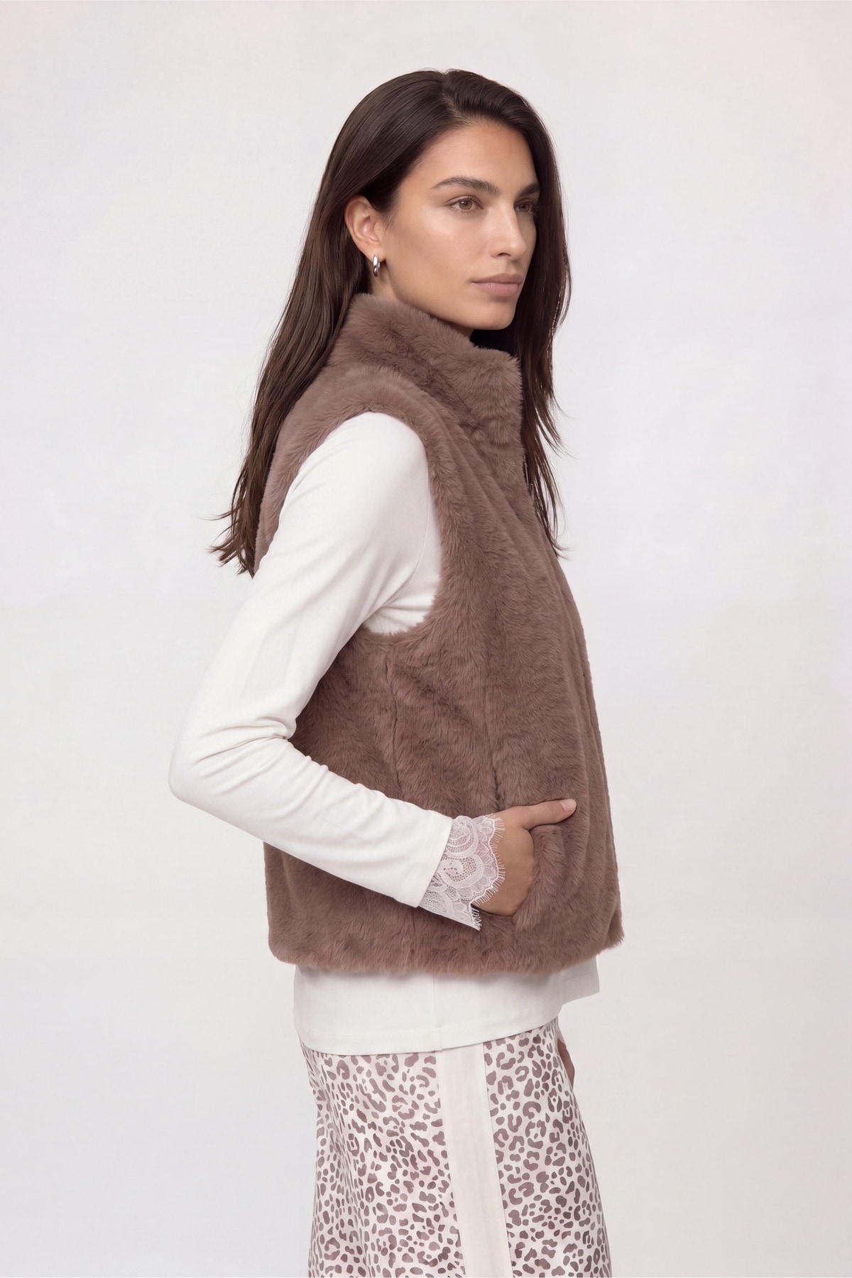 Monari Fellimitatweste »Weste fake fur« Regular fit mit Stehkragen