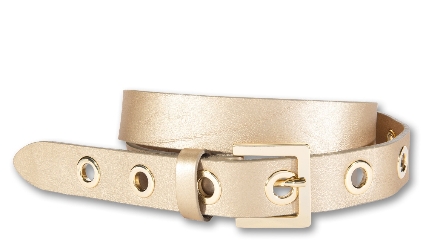 Silbergift Ledergürtel "Ledergürtel mit eckiger Goldschließe & großen Metal günstig online kaufen