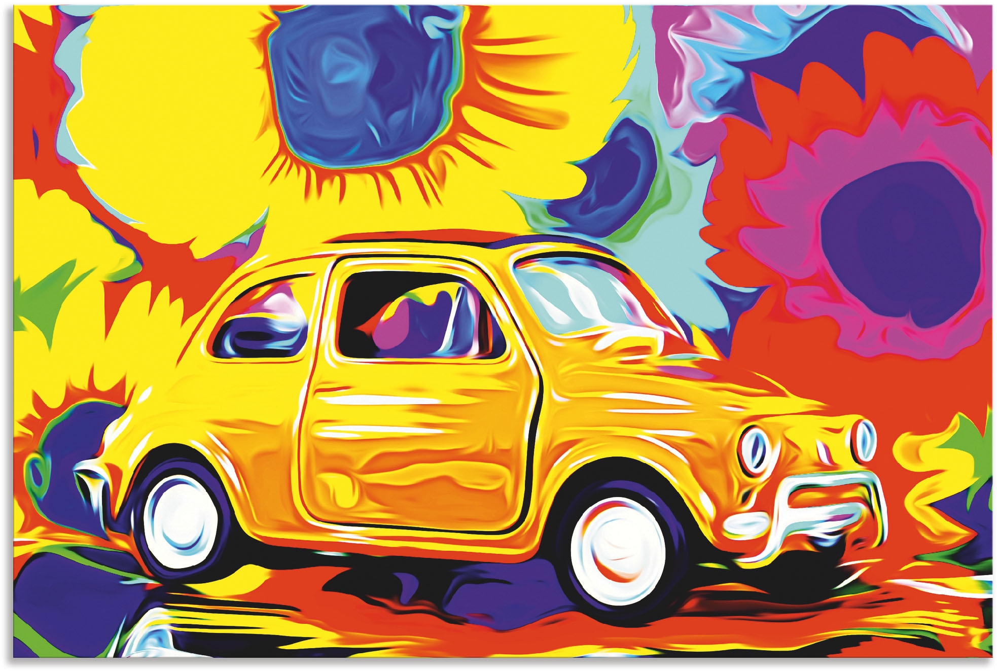Artland Alu-Dibond-Druck "Fiat 500" Auto 1 Stk. tlg. für Innen- und Außenbereich geeignet, Outdoorbild