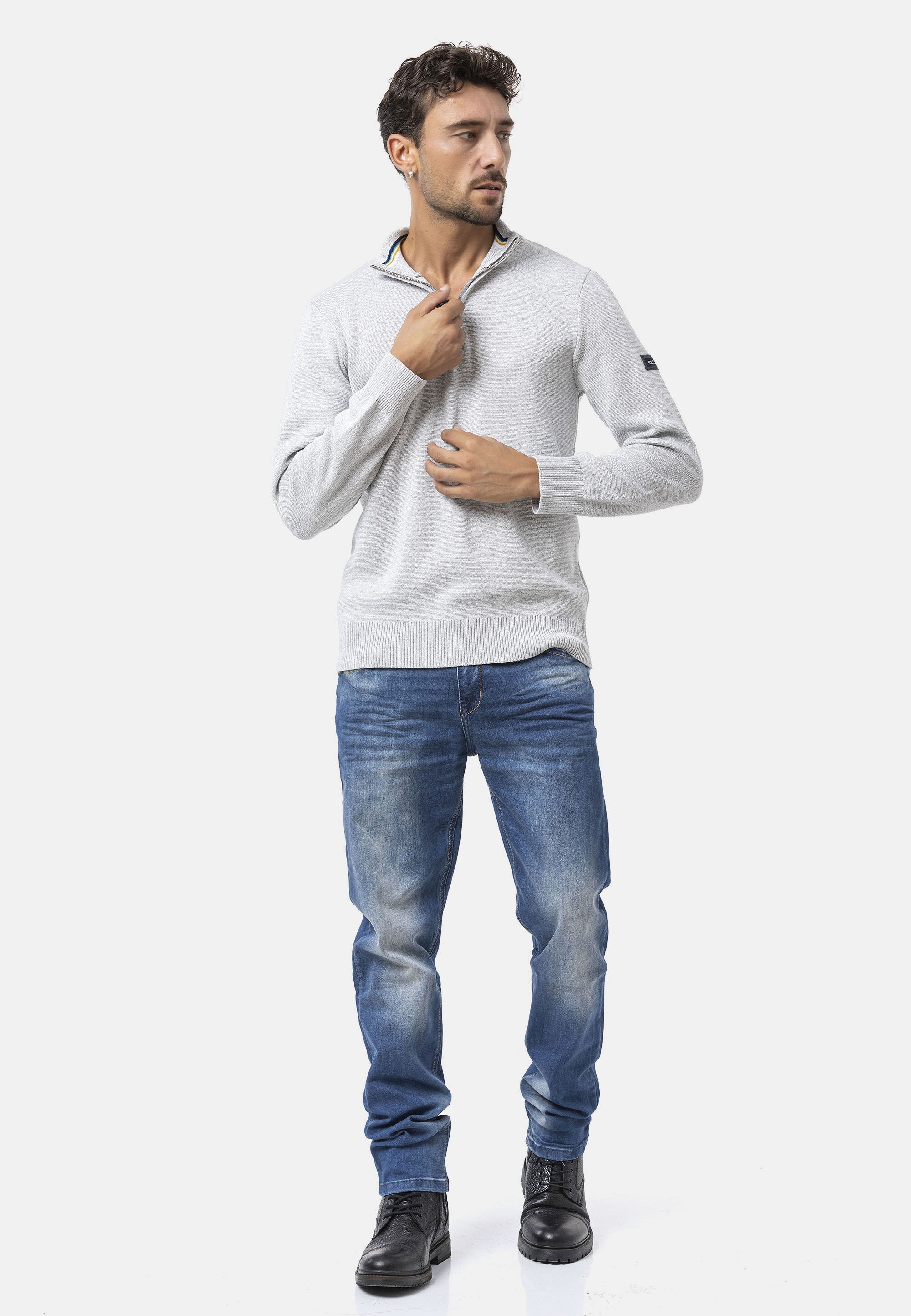 Cipo & Baxx Strickpullover »CP290« 1 Stk. aus reiner Baumwolle