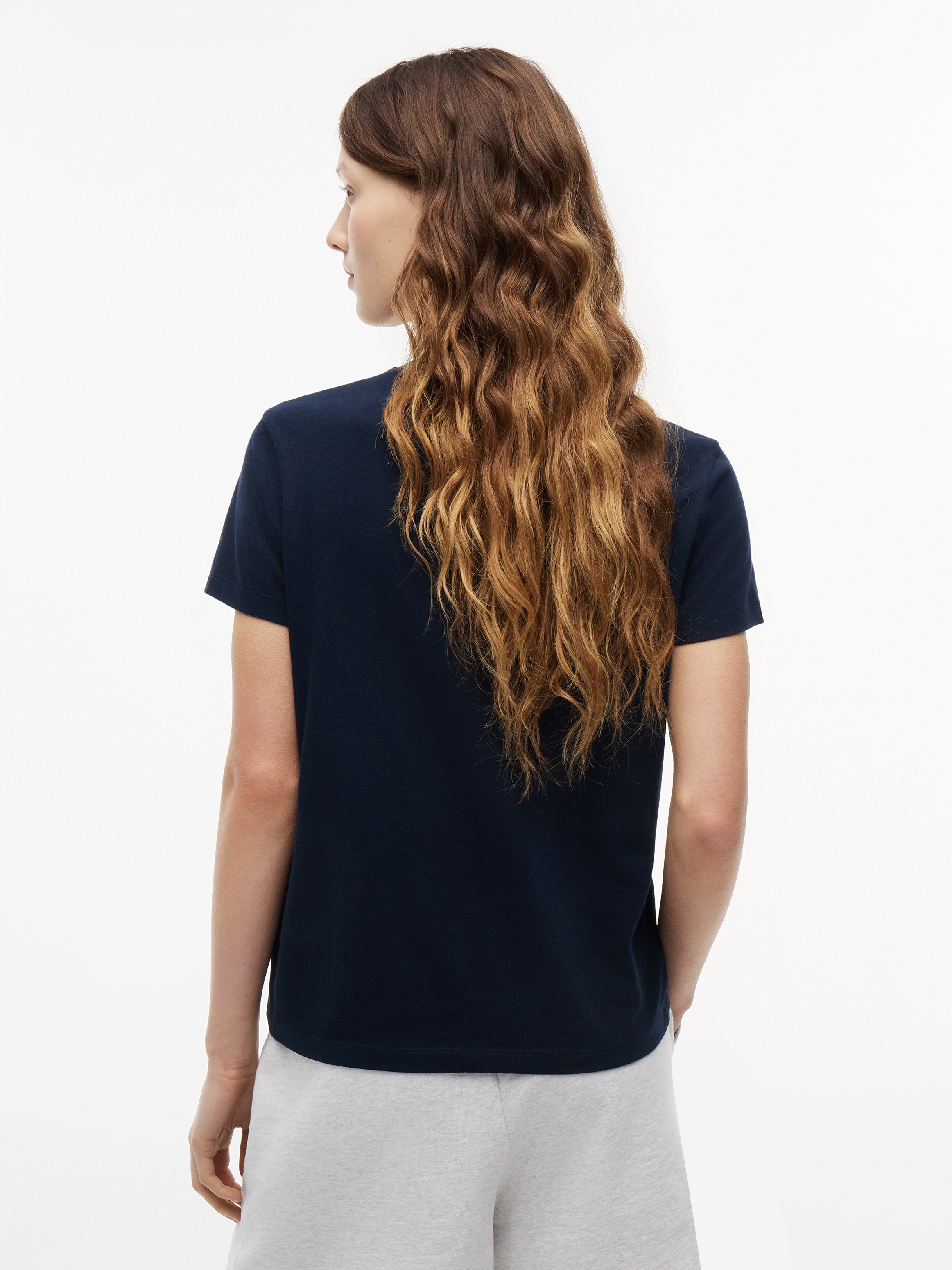 Tommy Jeans Kurzarmshirt »TJW REG US LINEAR SS TEE« Baumwollmischung, regular fit, Logo