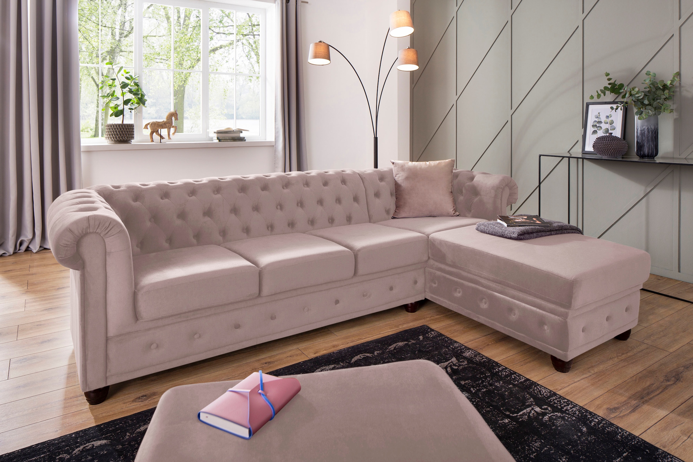 Home affaire Chesterfield-Sofa "New Castle L-Form", hochwertige Knopfheftun günstig online kaufen