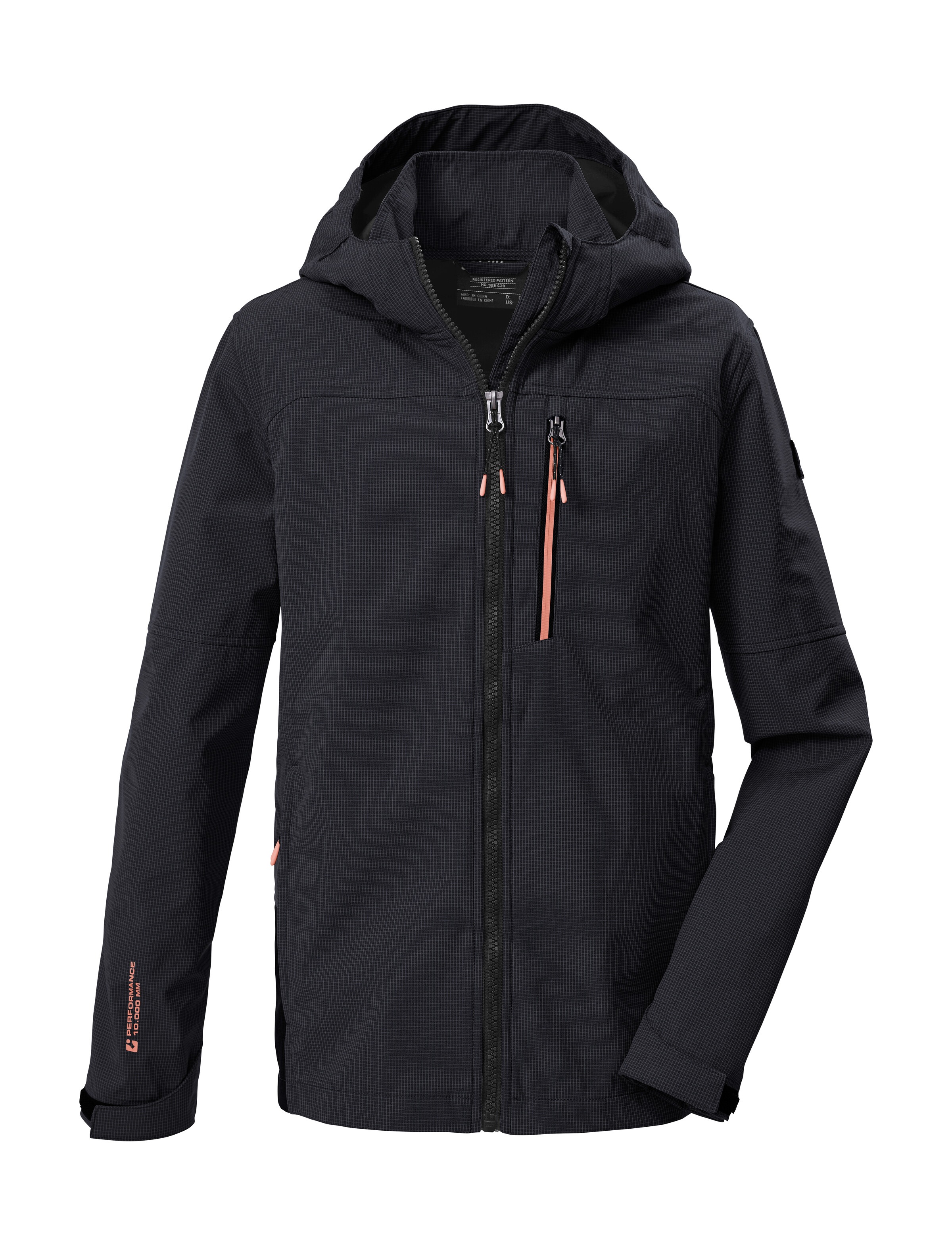 Softshelljacke KILLTEC "KOS 143 BYS SFTSHLL JCKT", Jungen, Gr. 176, schwarz, Oberseite: 100% Polyester;Rückseite: 100% Polyester;Futter: 100% Polyester, Jacken Softshelljacke, Winddichte, wasserabweisende Softshelljacke mit Karomuster