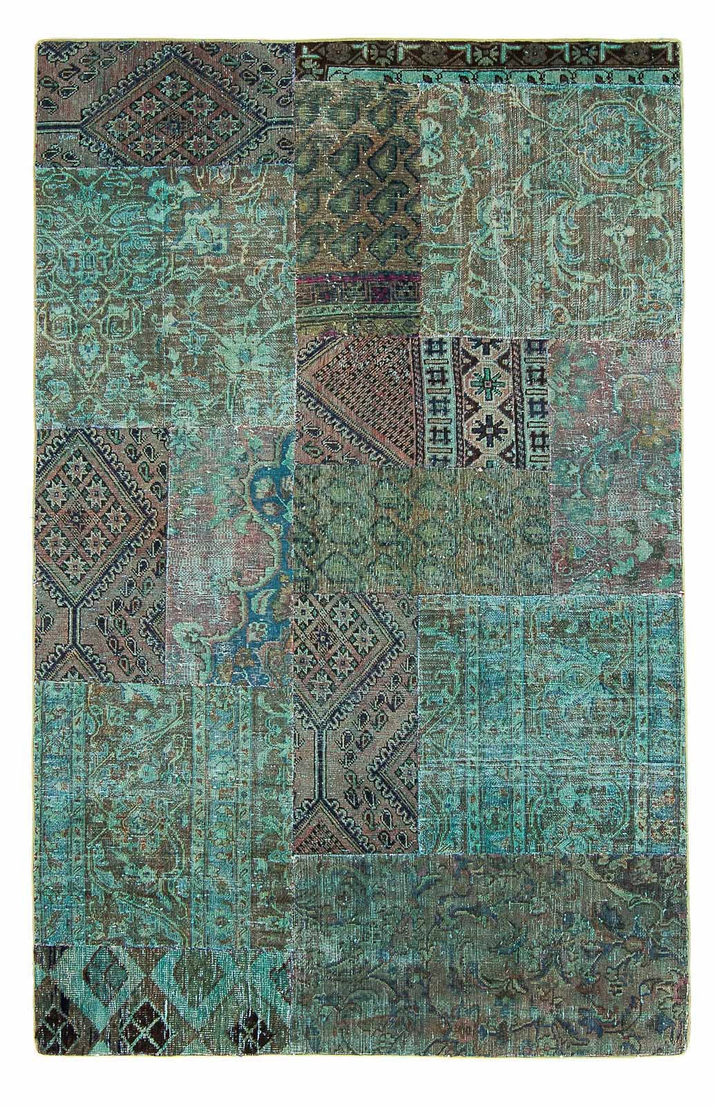 morgenland Wollteppich »Patchwork Patchwork 240 x 149 cm«, rechteckig, Handgeknüpft