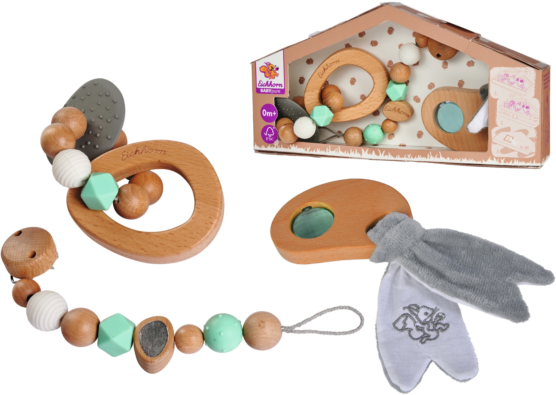 Greifling »Baby Pure Geschenkset«, (Set, 3 tlg.), FSC®- schützt Wald - weltweit