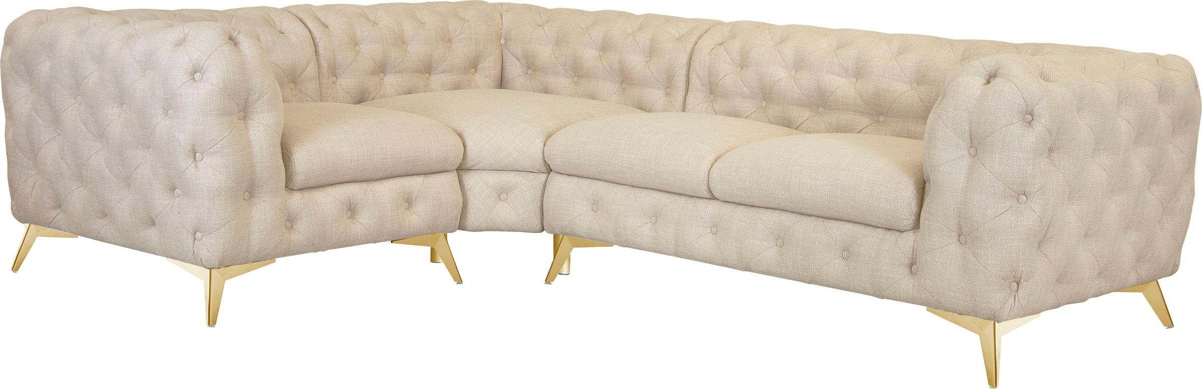 Home affaire Chesterfield-Sofa »Ecksofa GLYNIS L-Form mit Wellenunterfederung, Maße B/T/H 264/204/75cm« aufwändige Knopfheftung, moderne Chesterfield Optik, Fußfarbe wählbar