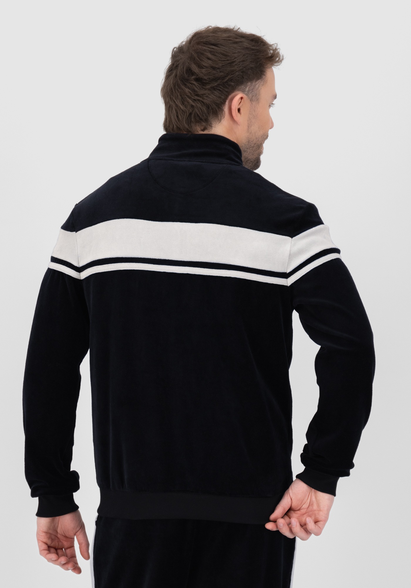 Sergio Tacchini Trainingsjacke »DAMARINDO VELOUR TJ Herren«, ohne Kapuze, Trainingsjacke Herren, Trackjacket, Velour, Sportjacke, Outdoor, Sale