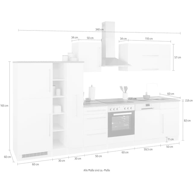 HELD MÖBEL Küchenzeile »Samos«, mit E-Geräten, Breite 340 cm kaufen | BAUR