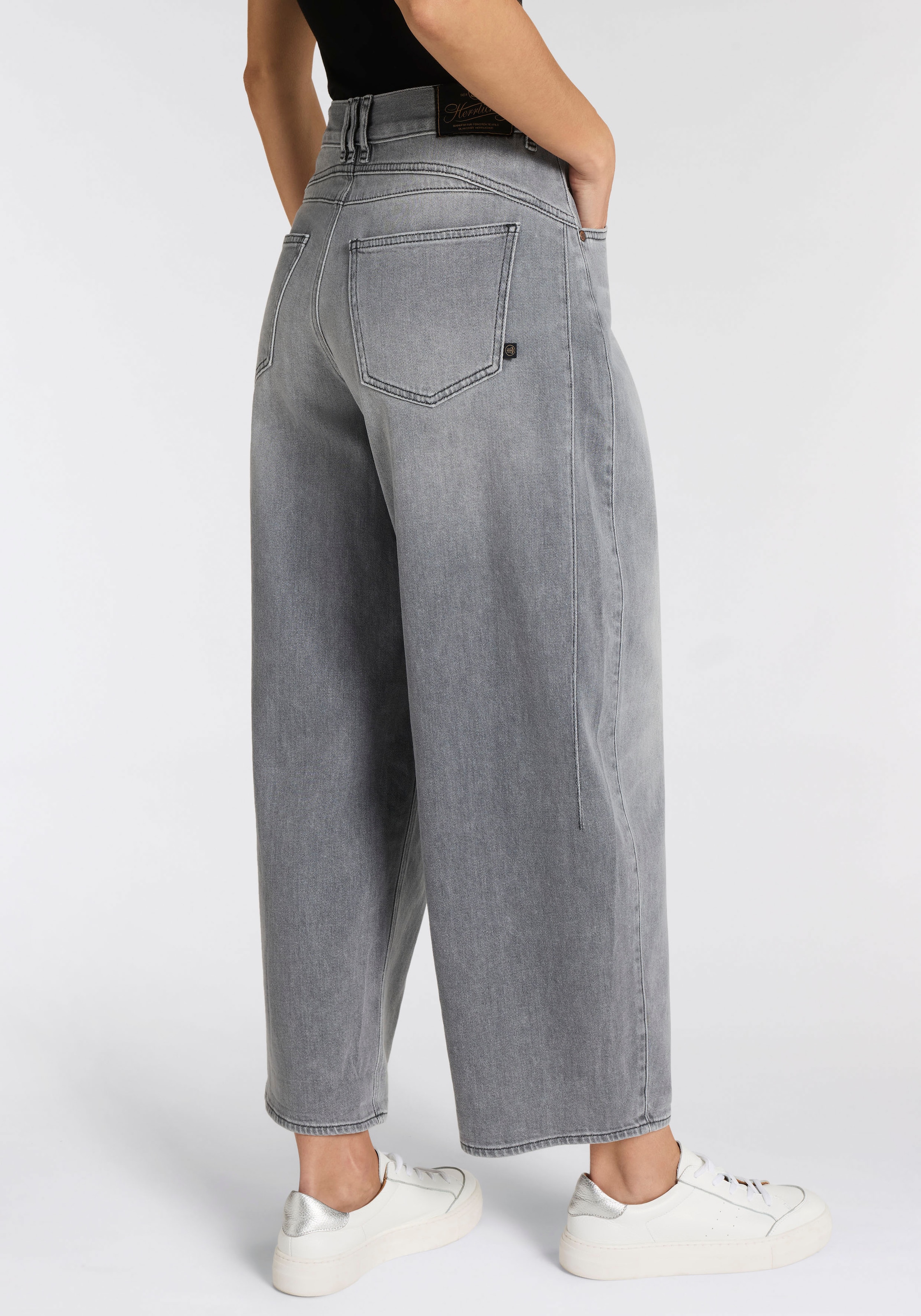 Herrlicher 5-Pocket-Jeans »Barrow Denim Grey Light Stretch« Barrel Fit mit hohem Bund