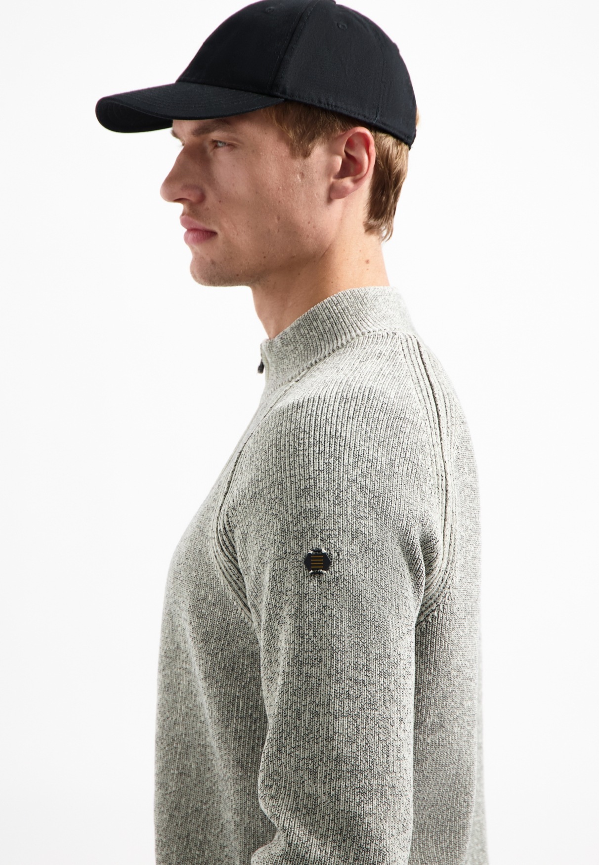 NO EXCESS Stehkragenpullover »No Excess Melierter Half-Zip-Pullover«