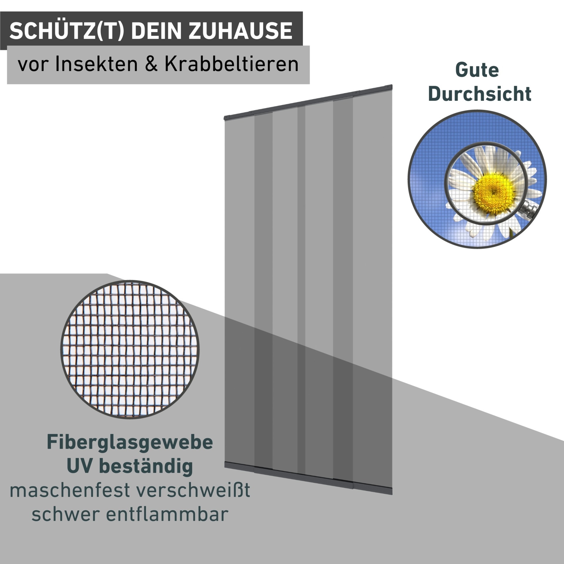 Windhager Insektenschutz-Vorhang »aus Fiberglasgewebe, Lamellenvorhang, individuell kürzbar, ohne bohren« Fliegengitter-Vorhang Magnet, Gewebe 120 x 250 cm, anthrazit