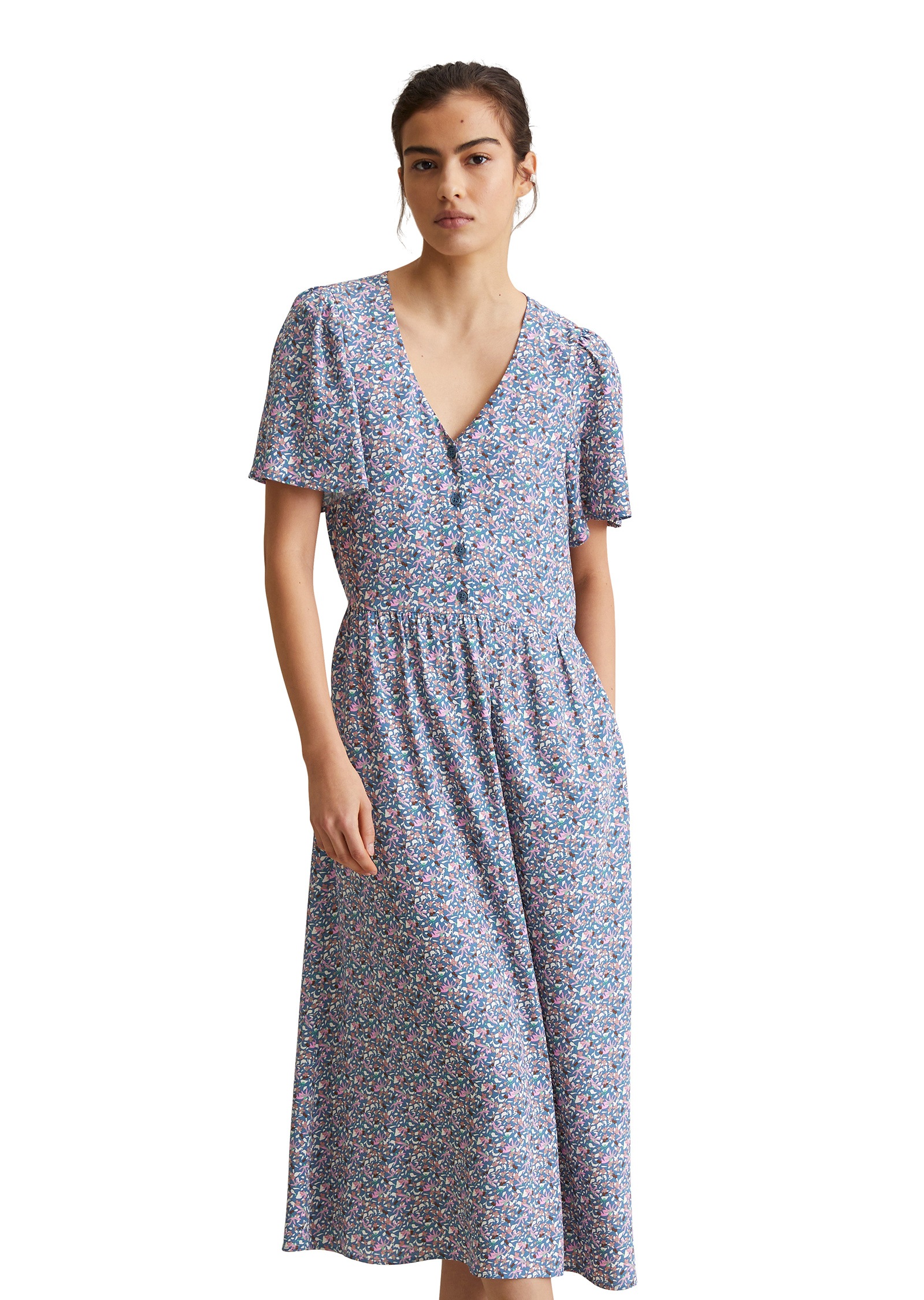 Marc OPolo DENIM Midikleid "aus bedrucktem Viskose-Crêpe" günstig online kaufen