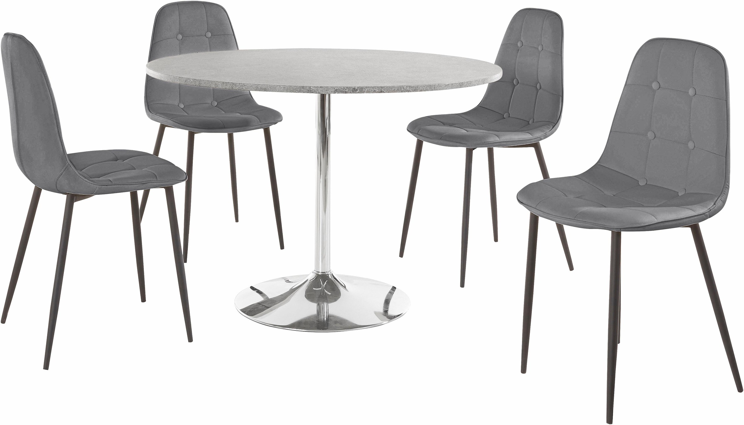 INOSIGN Essgruppe Set, 5 Stk. tlg. mit rundem Tisch im Zement-Optik günstig online kaufen