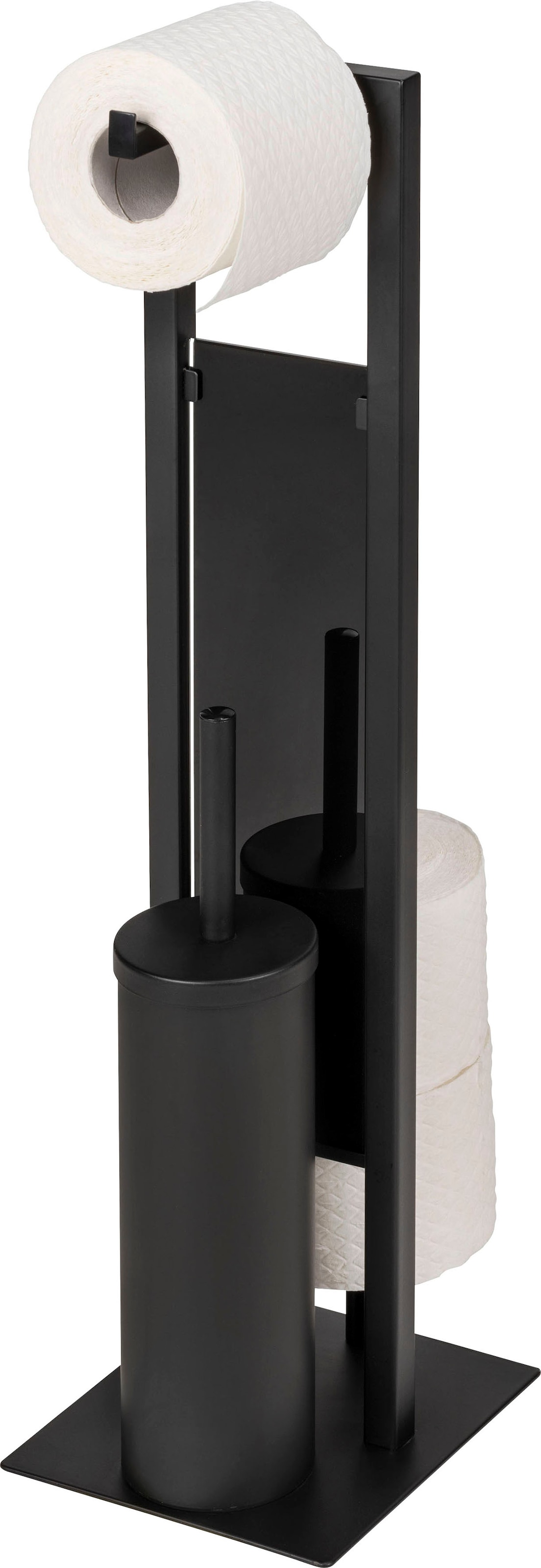 WENKO WC-Garnitur »Rivalta«, aus Stahl-Glas-Polypropylen, schwarz, 3 in 1 Standgarnitur