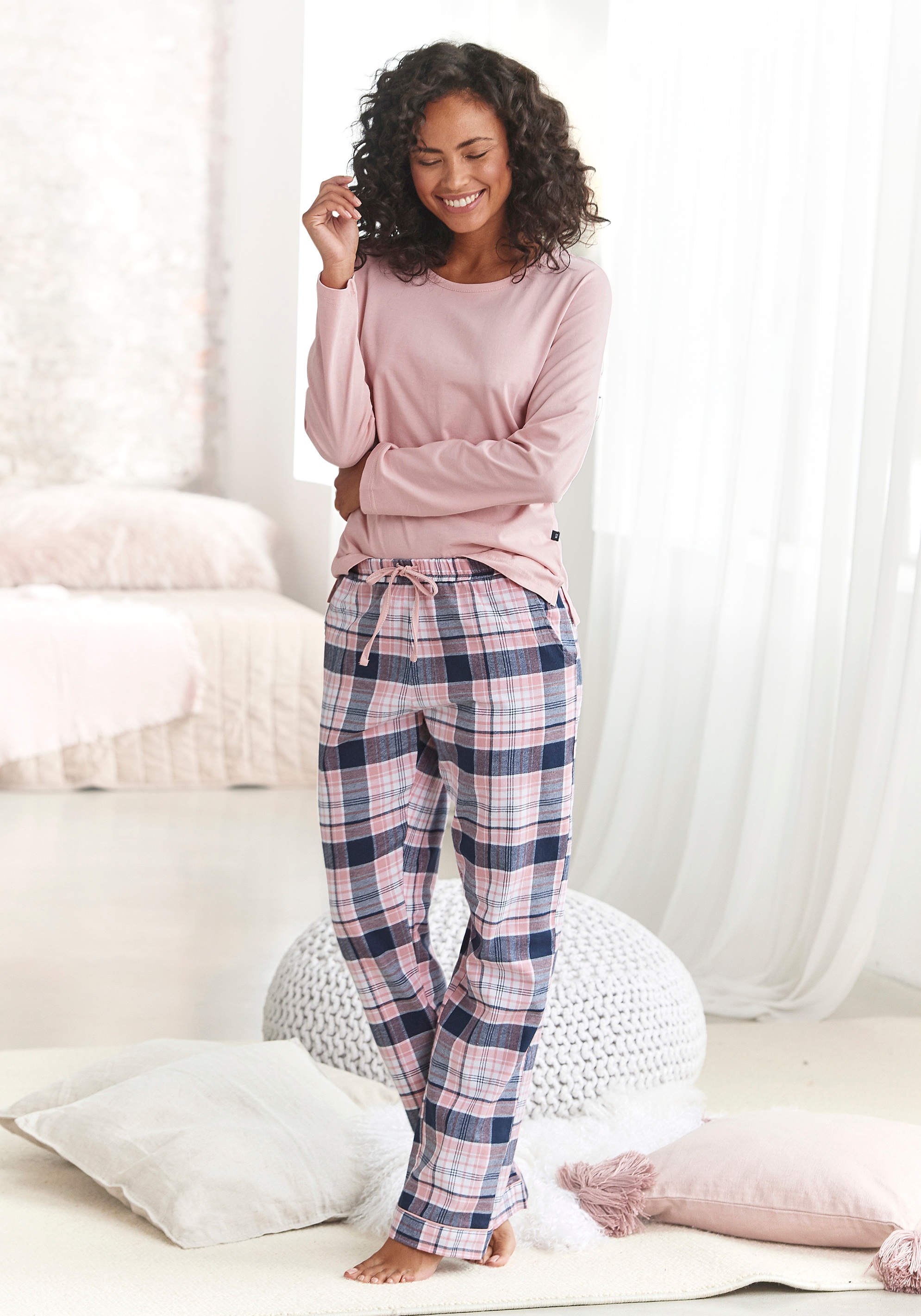 H.I.S Pyjama, (2 tlg.), mit karierter Schlafhose günstig online kaufen