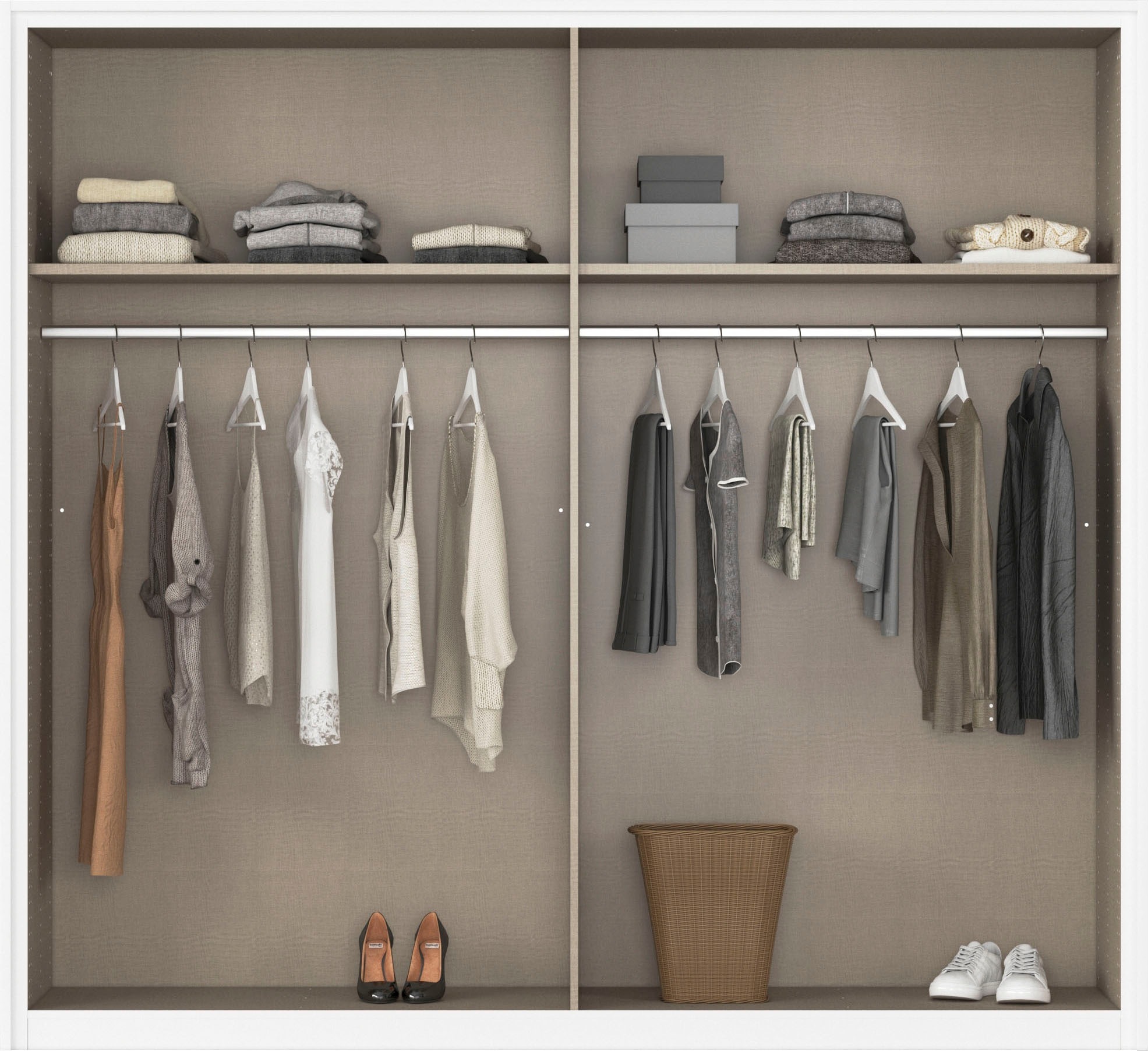 rauch Schwebetürenschrank »Kleiderschrank Drehtürenschrank Schrank Garderobe KRONACH TOPSELLER«, mit Spiegel und viel Stauraum, Metallgriffleisten, MADE IN GERMANY