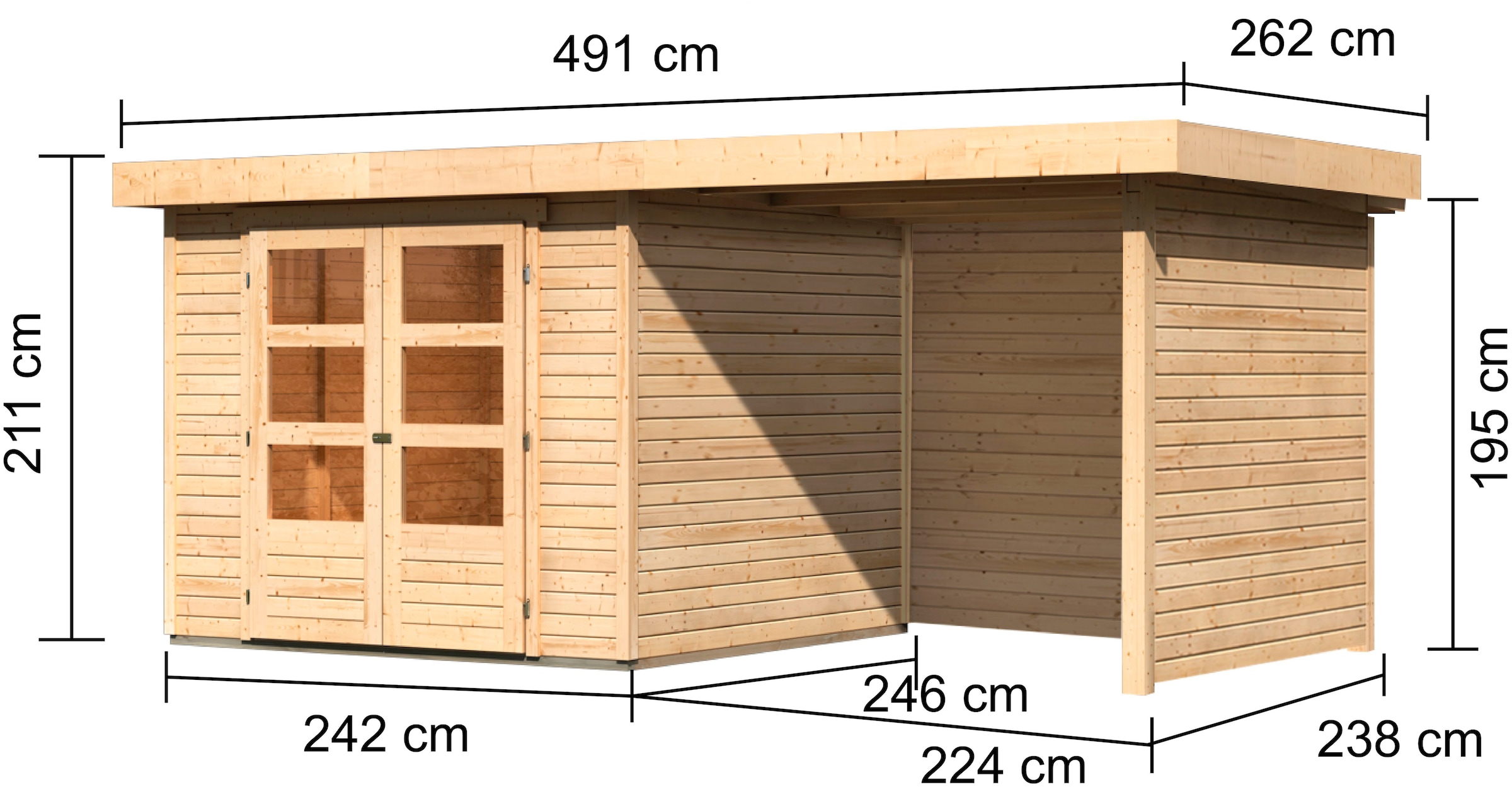 Karibu Gartenhaus »Askola 3,5«, mit Schleppdach, Seiten- und Rückwand