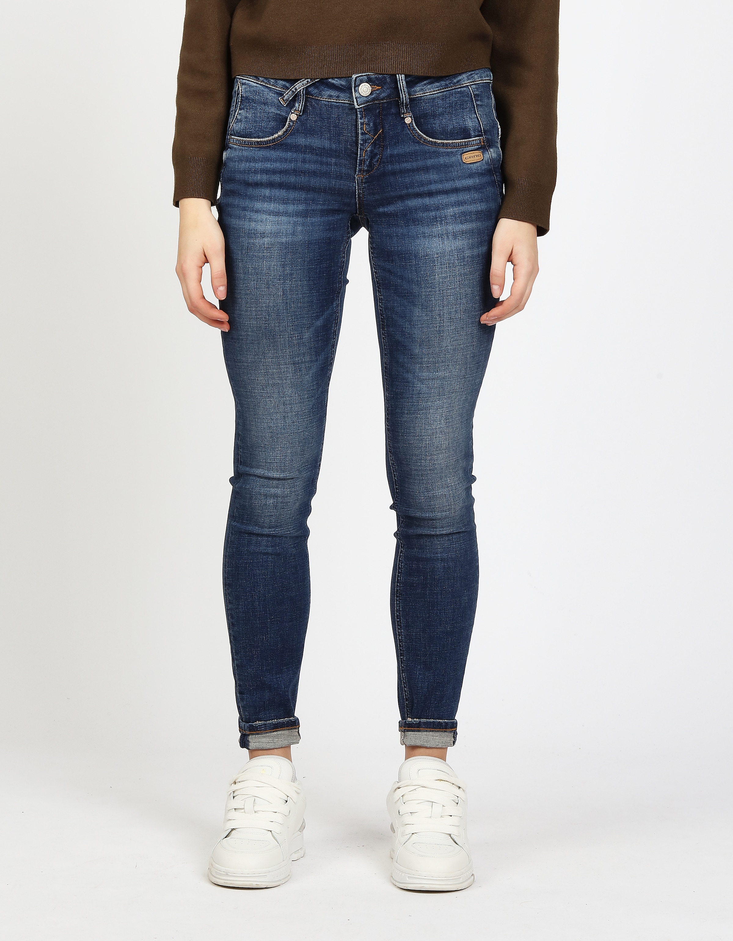 GANG Skinny-fit-Jeans "94NELE" mit Rundpasse und seitlichen Dreieckseinsätz günstig online kaufen