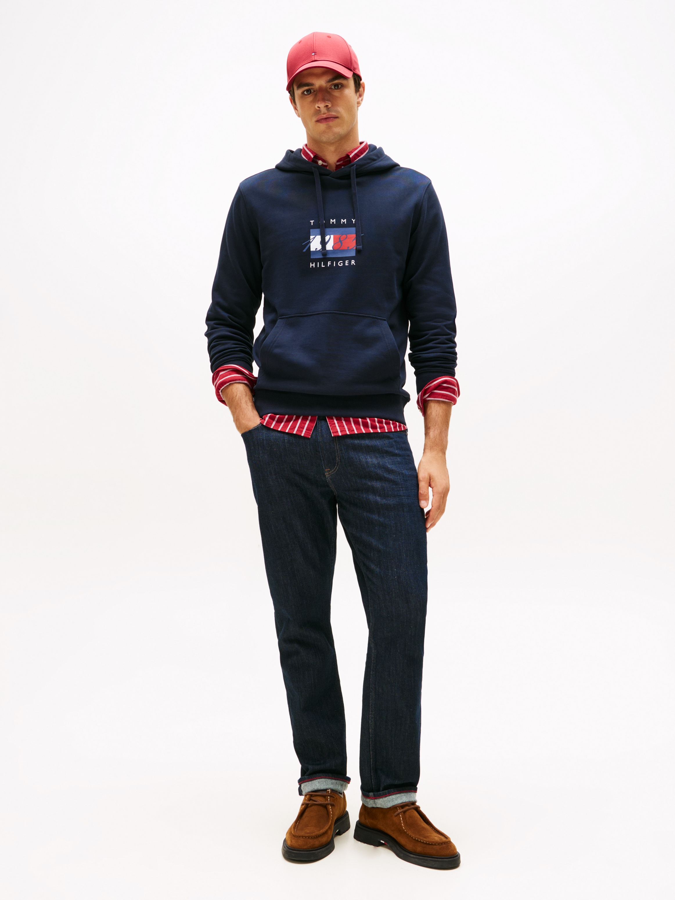 Tommy Hilfiger Kapuzensweatshirt »LINEAR FLAG GRAPHIC«, Regular Fit, Hoodie, Kapuze mit Tunnelzug