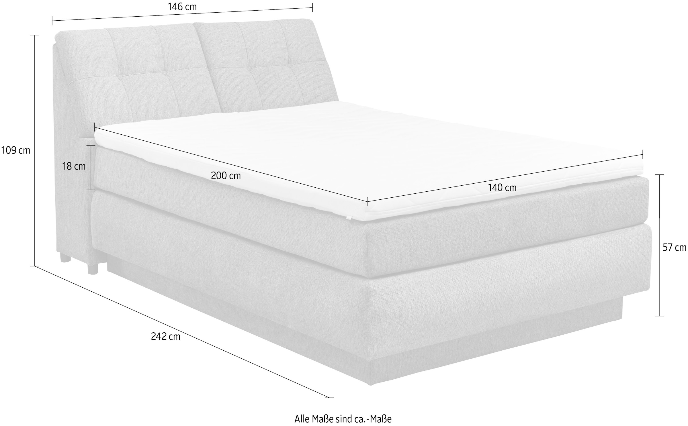 set one by Musterring Boxspringbett »Fairfield«, mit Bettkasten, Kopfteil in Kassettenoptik, Breite 120 oder 140 cm