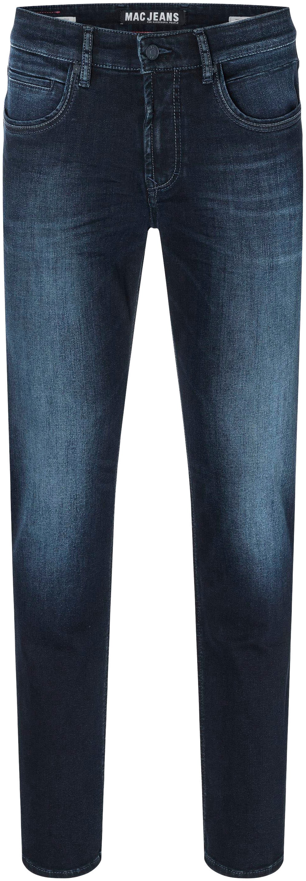 Straight-Jeans MAC "Arne Pipe", Herren, Gr. 36 (37), Länge 30, blau (blau, schwarz), Denim/Jeans, Obermaterial: 93% Baumwolle, 5% Elastomultiester, 2% Elasthan, Jeans Straight-Jeans 5