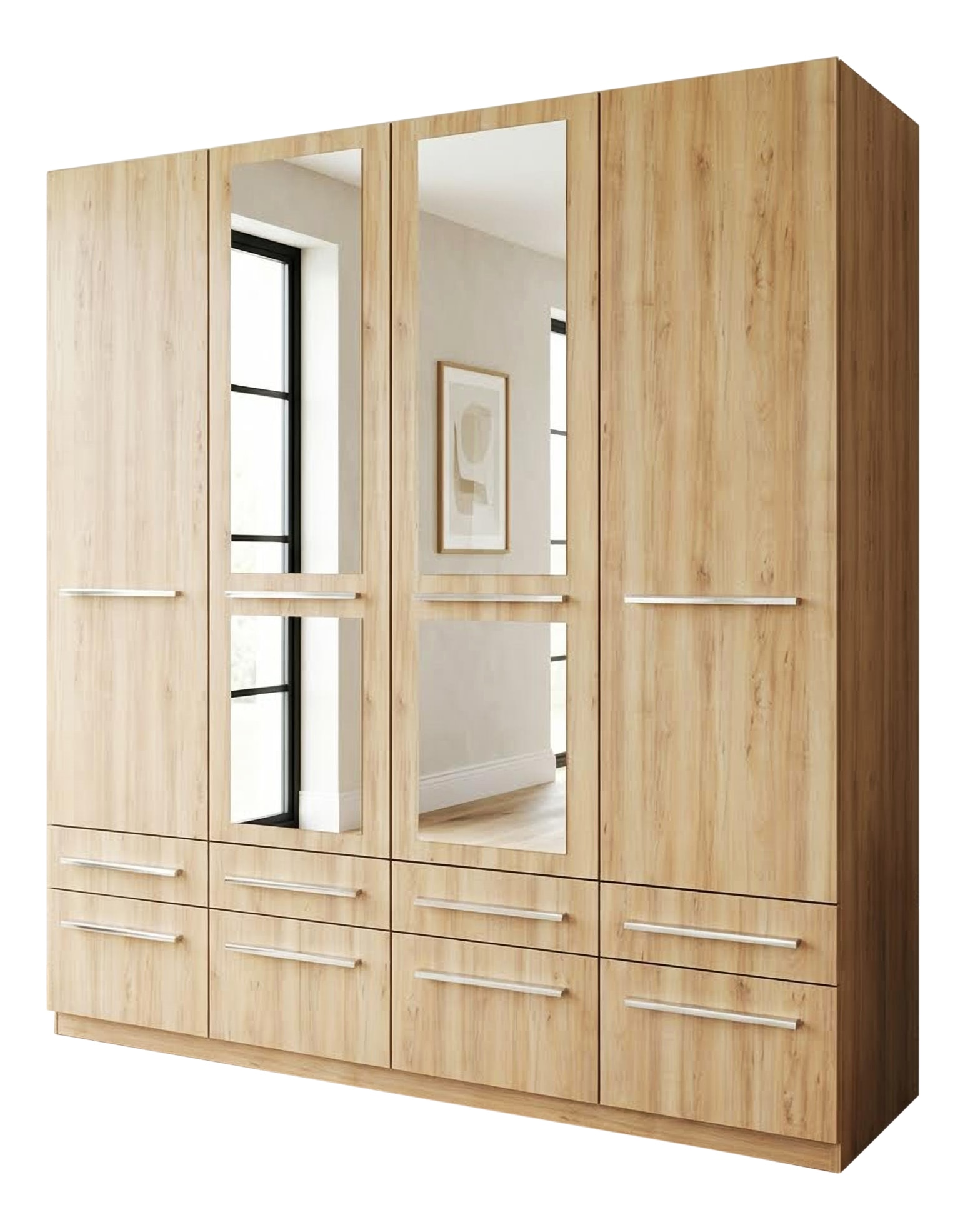 priess Kleiderschrank "Schrank Garderobe Wäscheschrank Barcelona in 5 Breiten" viel Stauraum, geräumige Schubkästen, mit Spiegel, MADE IN GERMANY