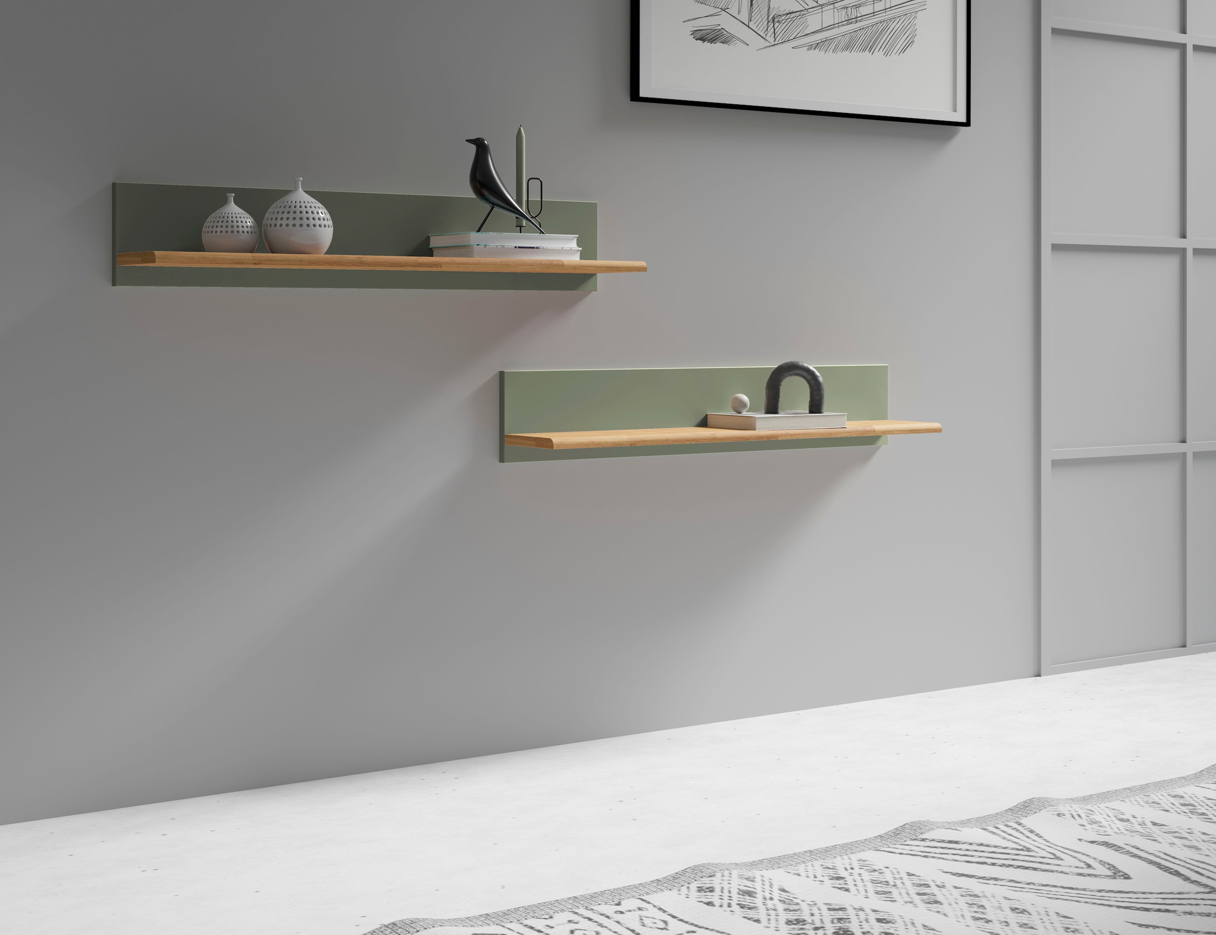 OTTO home Wandregal "Ribe,2er Set,teilmassiv mit massiver Ablagefläche, Bre günstig online kaufen