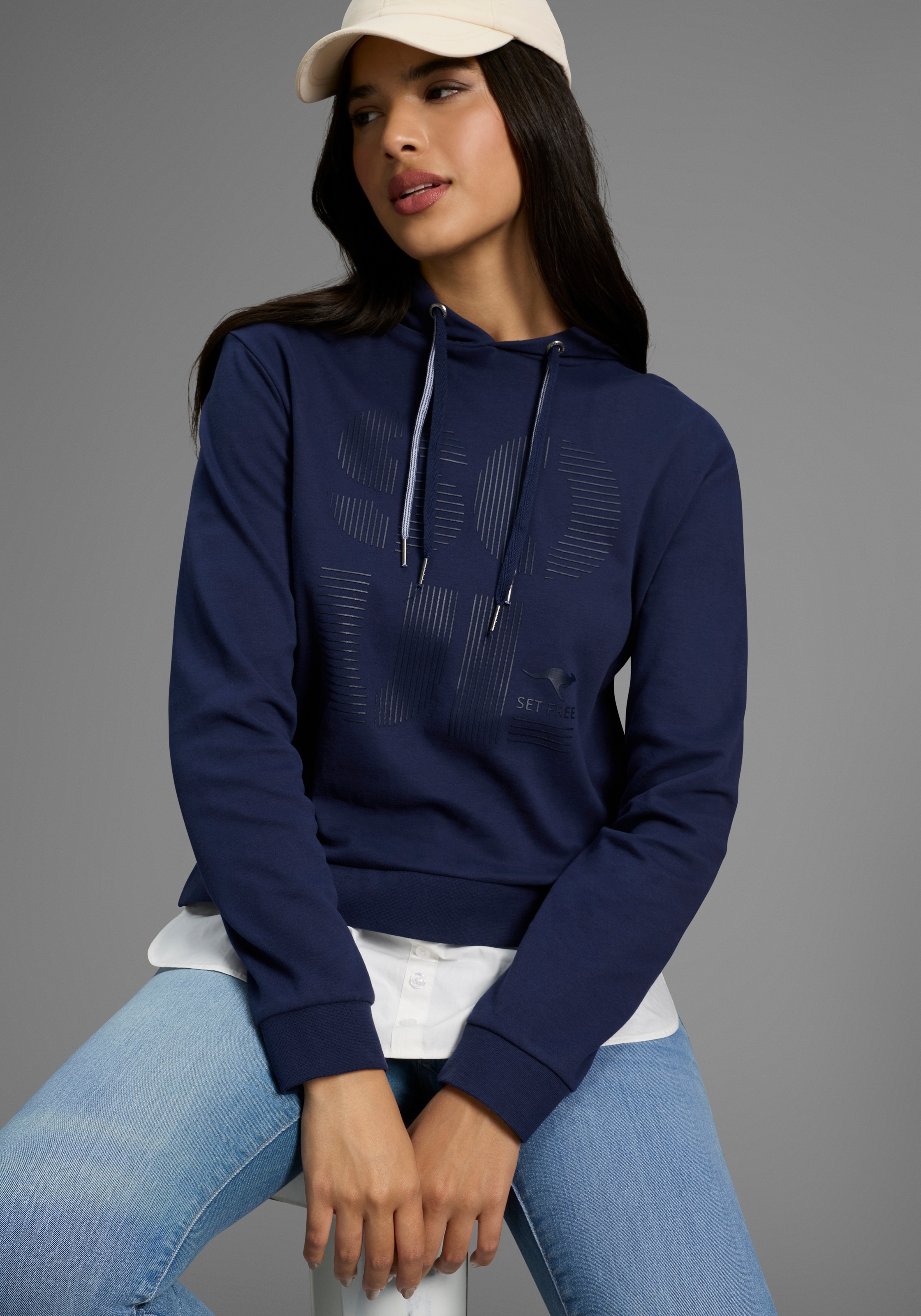 KangaROOS Kapuzensweatshirt, mit angenähtem Blusensaum günstig online kaufen