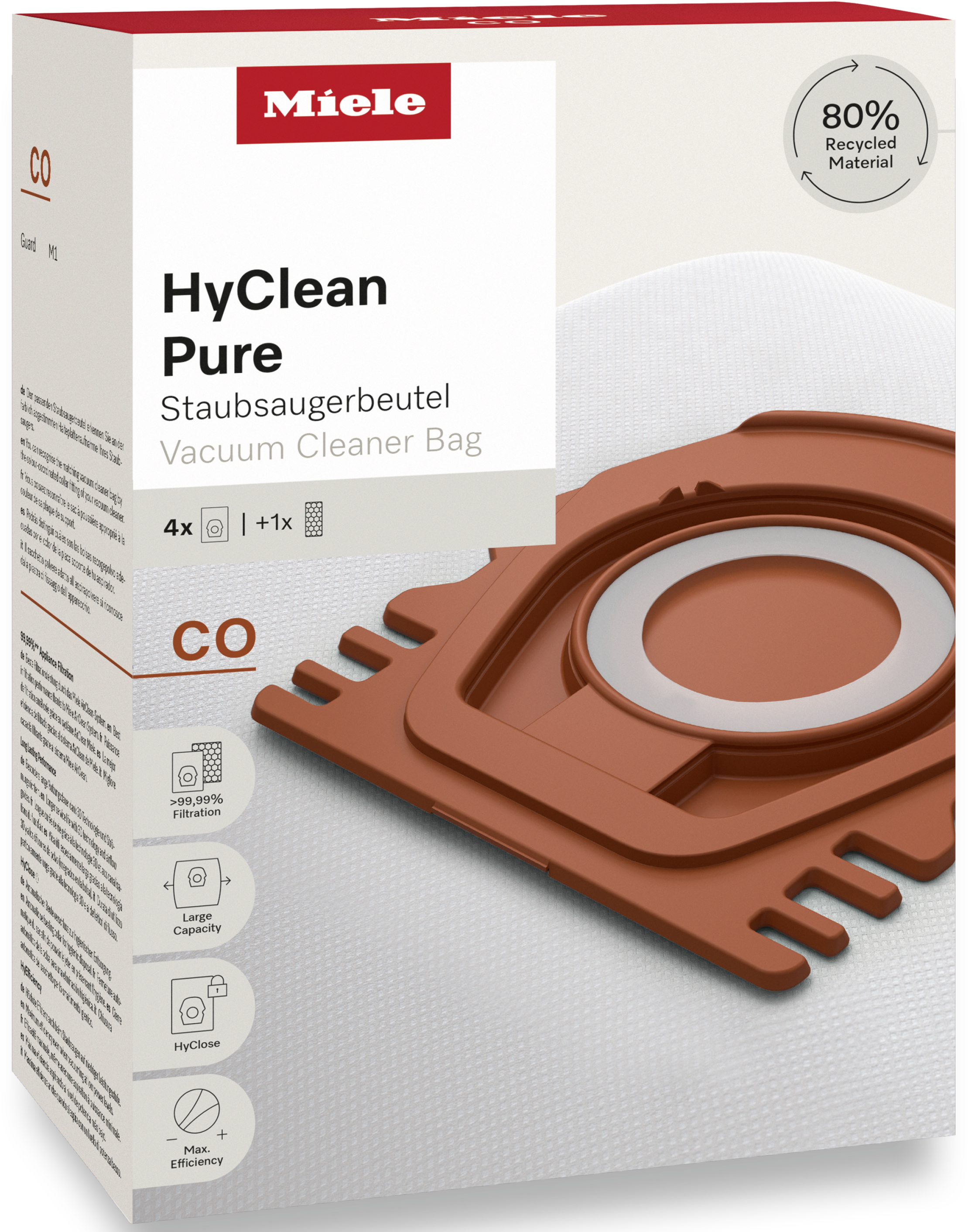 Miele Staubsaugerbeutel »HyClean Pure CO«, (Packung, 5 St.), Miele Original Zubehör, mit bester Filtrationsleistung