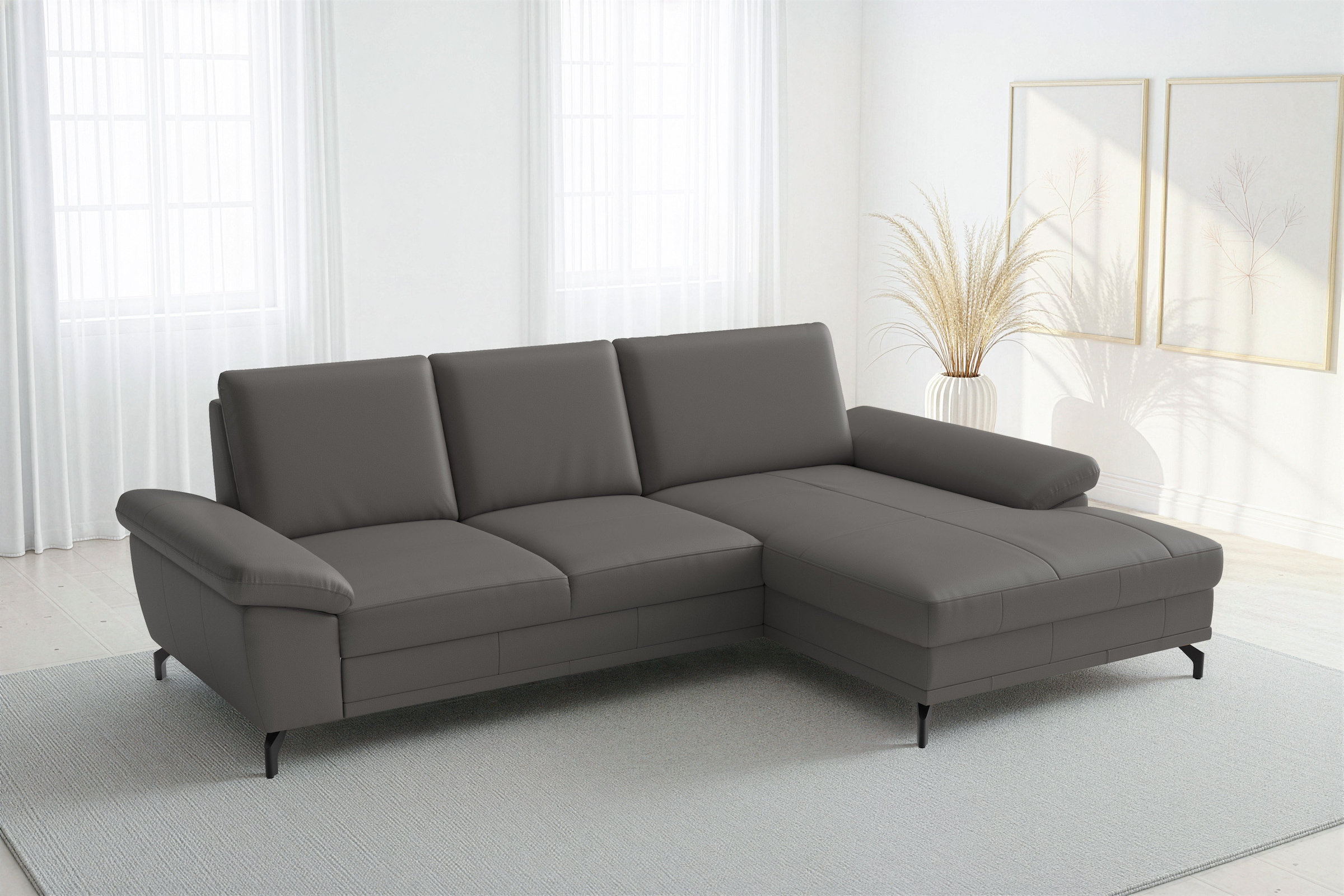 sit&more Ecksofa "Chelsea L-Form, B: 264 cm, Leder, inkl. Sitztiefen-&Armteilverstellung" optional mit Schlaffunktion und Bettkasten