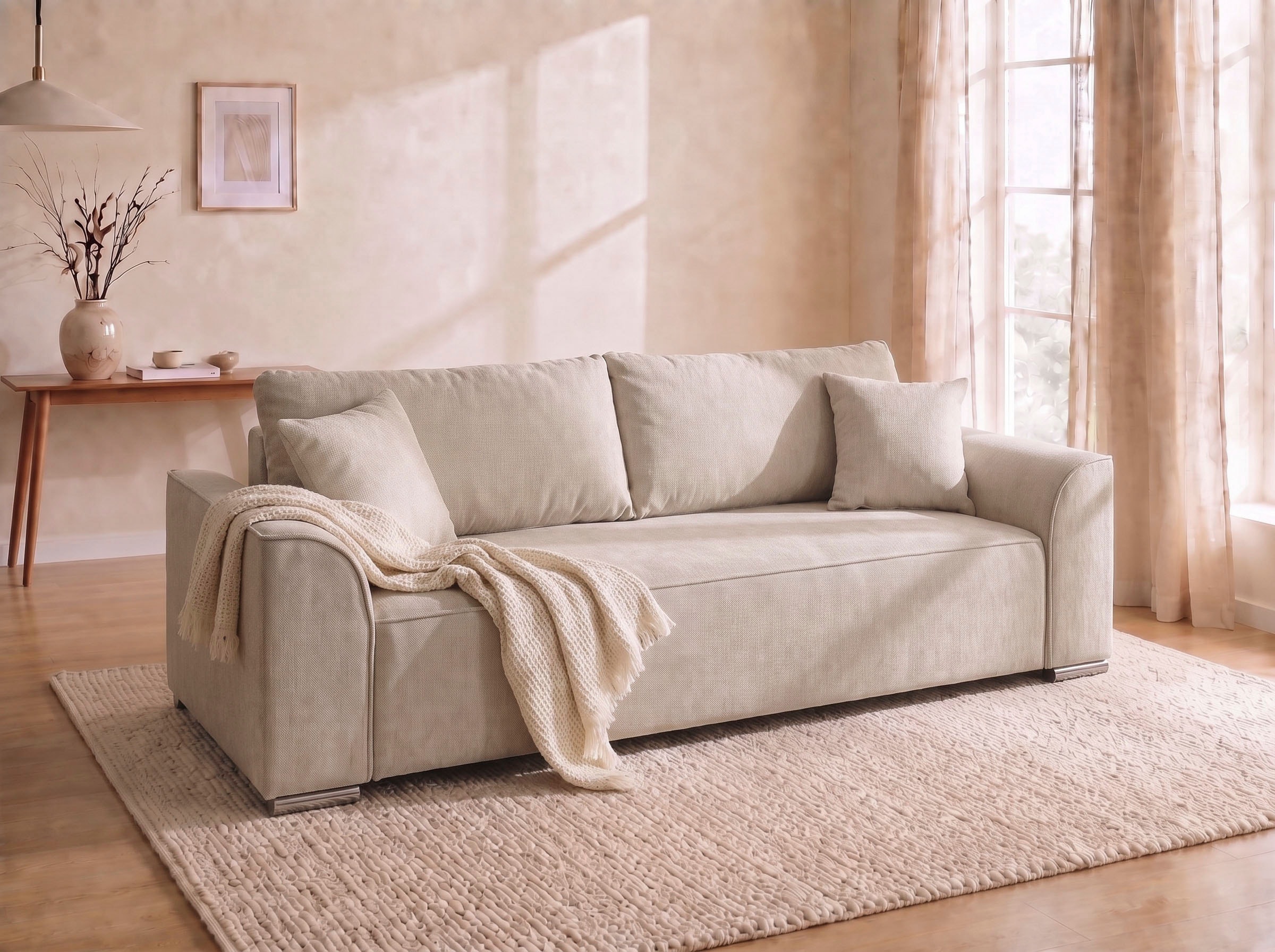 COLLECTION AB "Sara B: 241 cm, Liegefl. 137x195 cm, Bettkasten, optional mit Topper" Schlaffunktion, Couch mit Bonnellfederkern, Gästebettfunktion