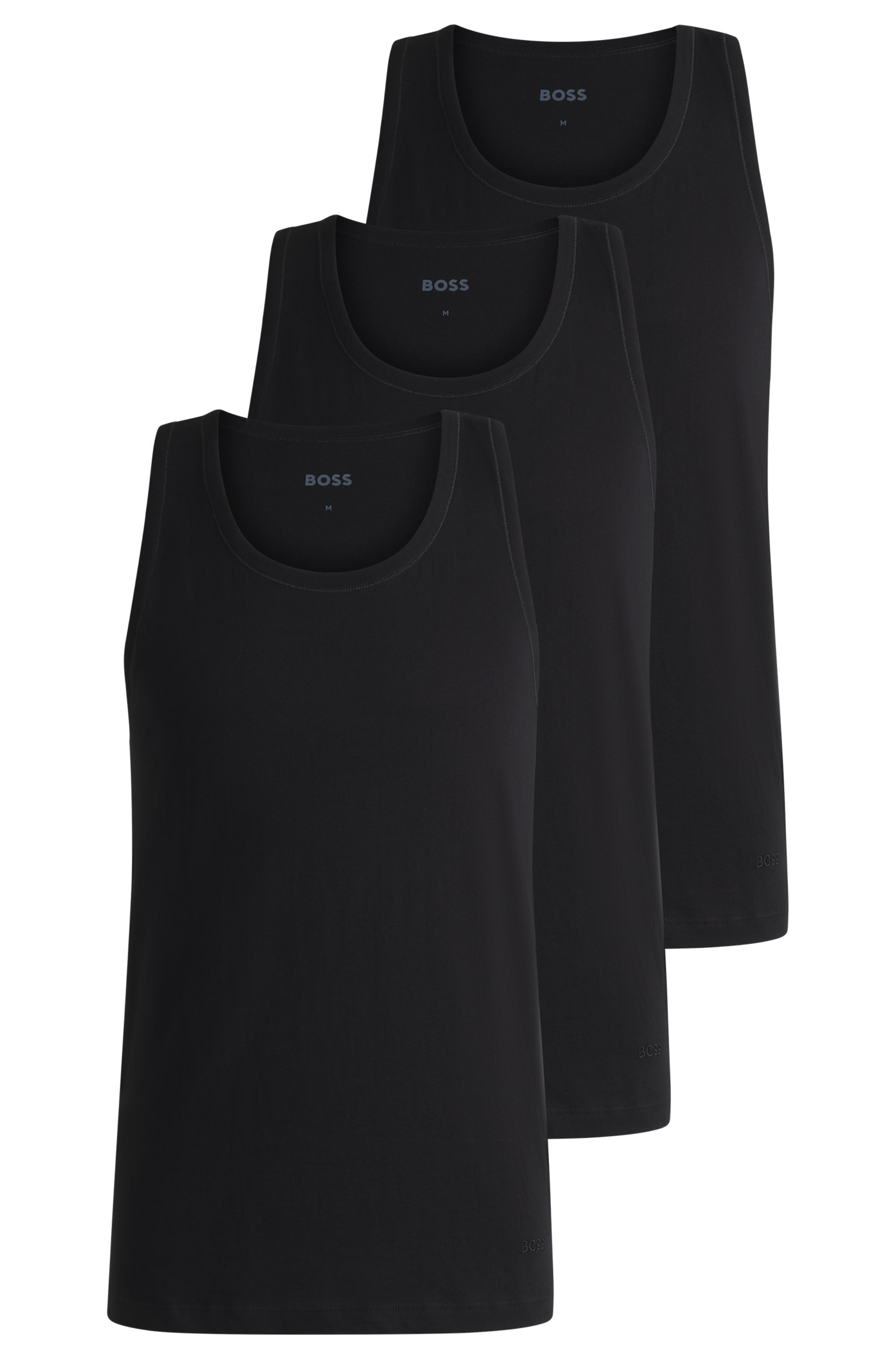 BOSS Unterhemd »Tank Top 3P CO«, (Packung, 3 St.), mit Rippbündchen
