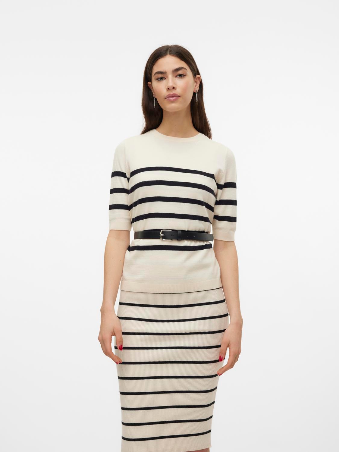 Thumbnail - Vero Moda Kurzarmpullover "VMSABA PLAIN, Feinstrickpullover" Damenpullover, Rundhalsausschnitt, Kurzarm, Sommerpulli, im...