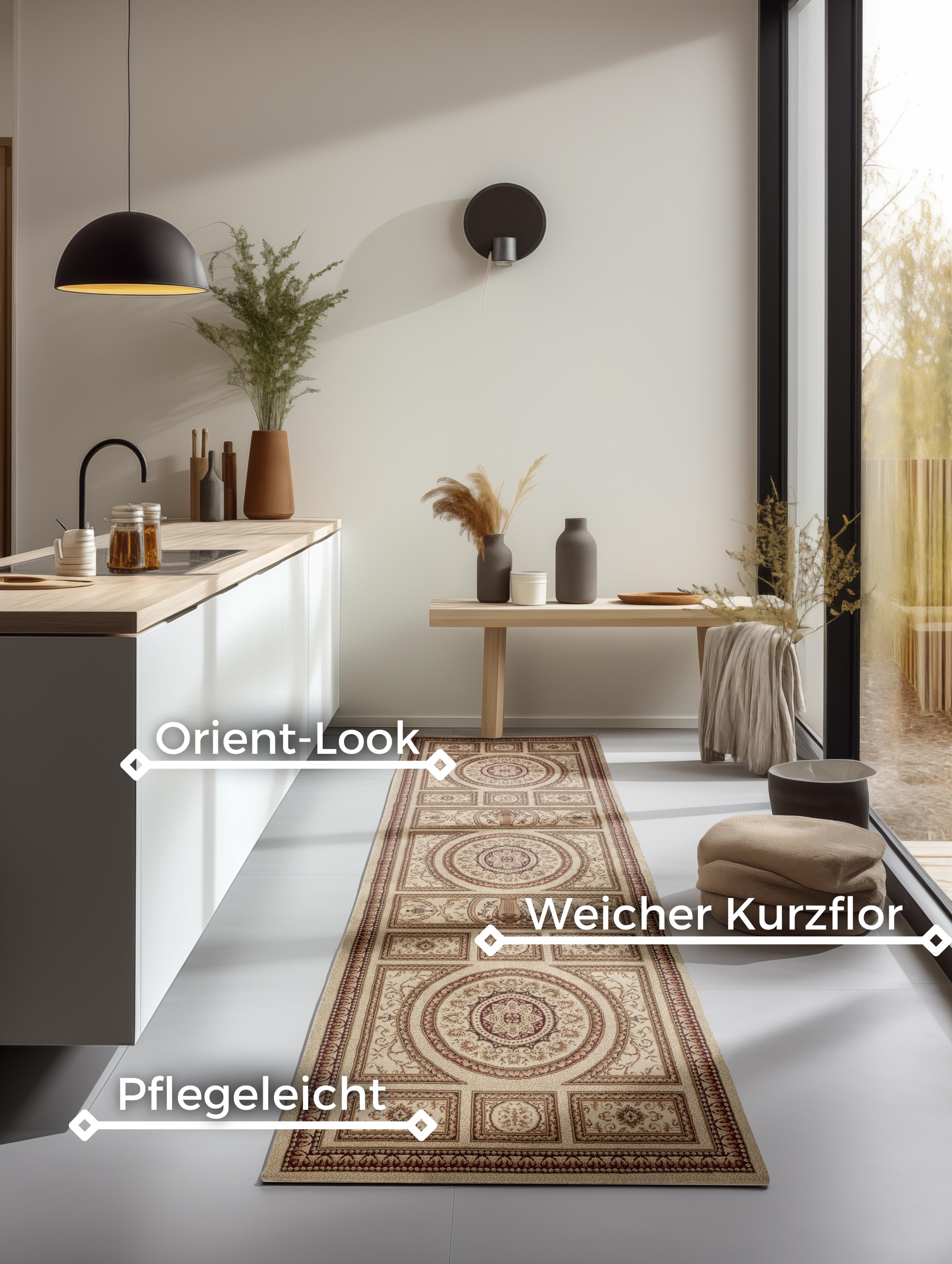 NORTHRUGS Teppich »Guzara«, rechteckig, 8 mm Höhe, Orient Optik, Läufer, strapazierfähig, pflegeleicht, robust