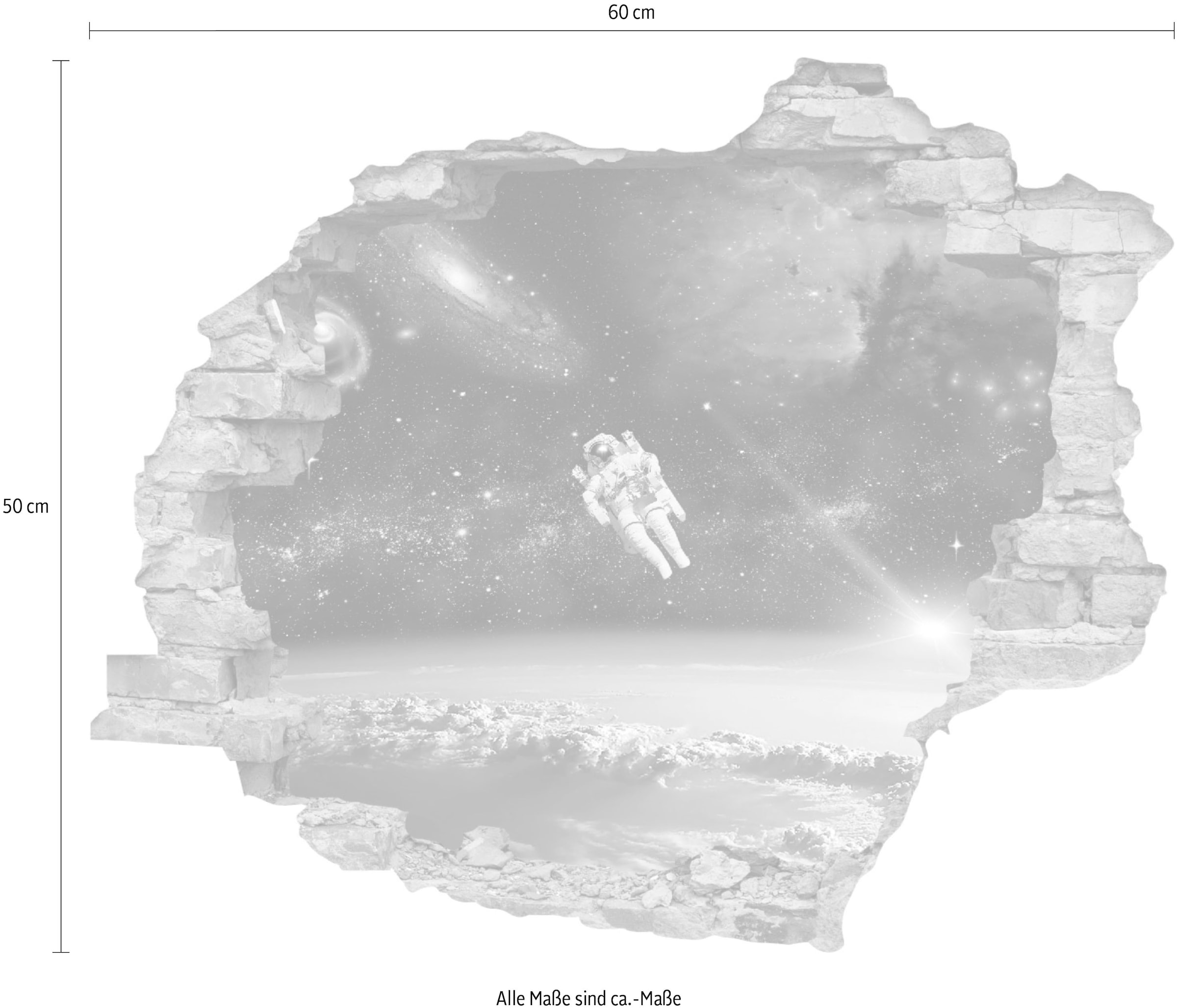 queence Wandtattoo »Astronaut«, (1 St.), Wandsticker, Wandbild, selbstklebend, 3D, Wanddurchbruch