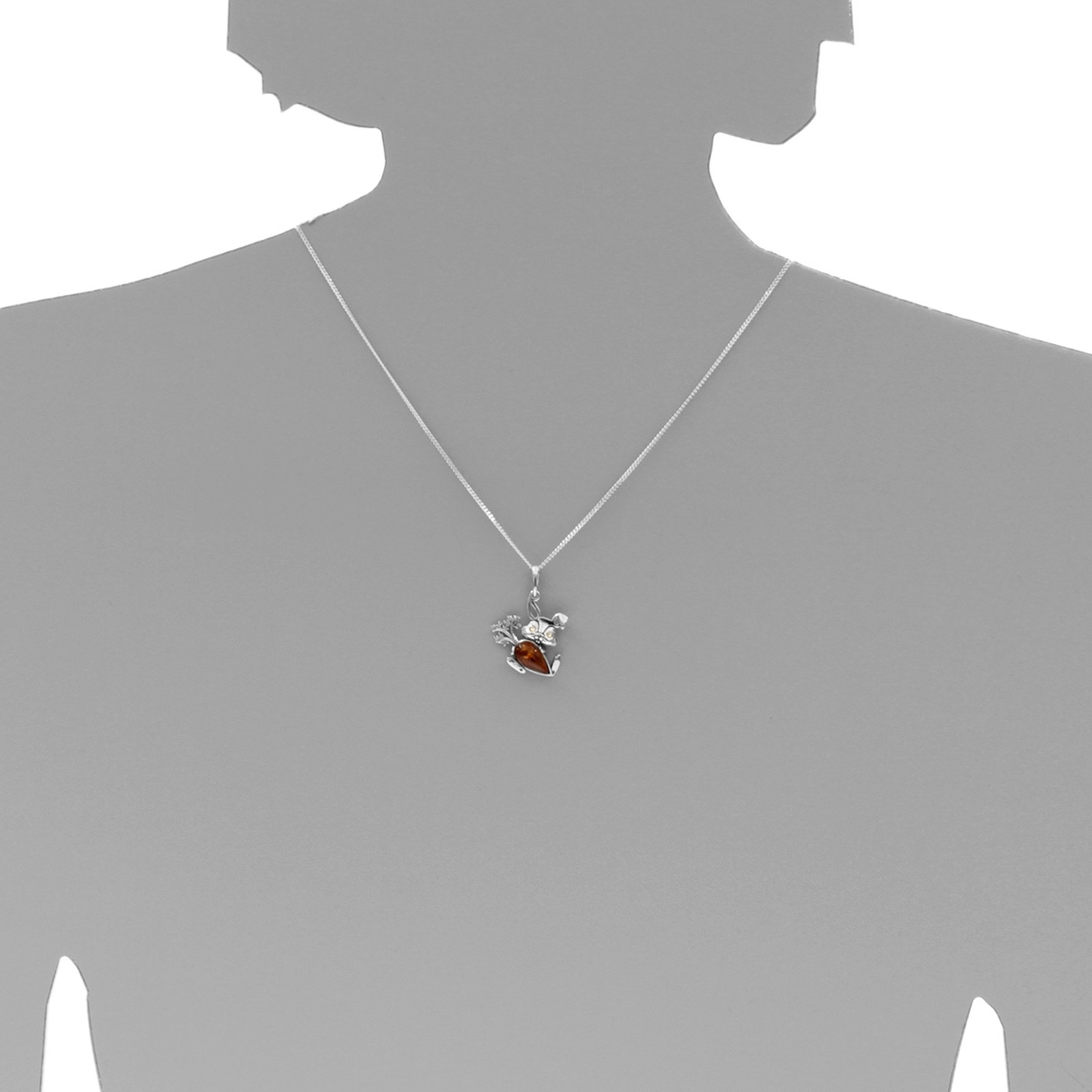 Ostsee-Schmuck Hase mit Möhre Necklace Silver 925 42cm 2