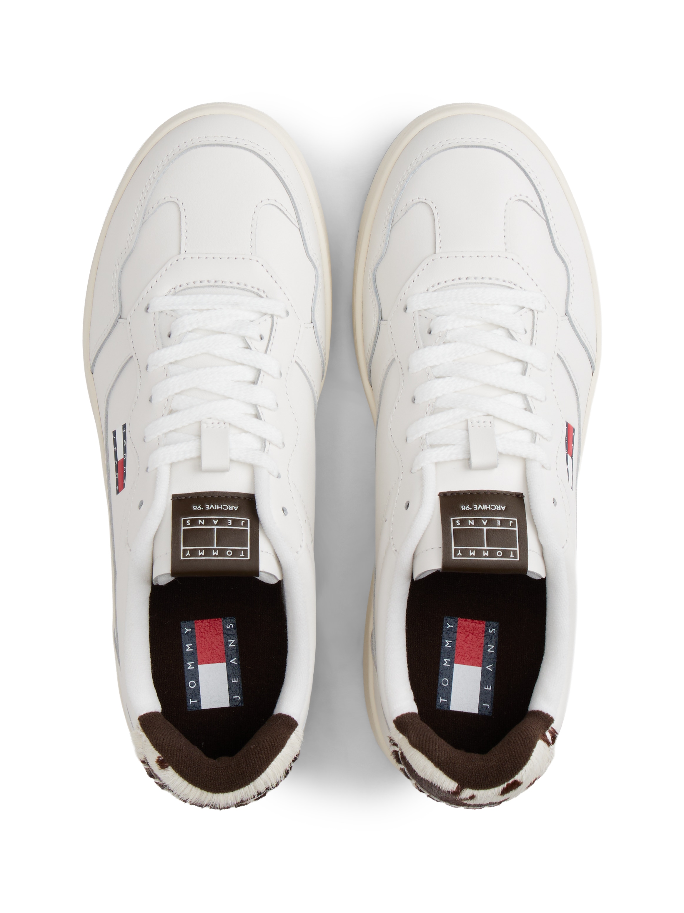 Tommy Jeans Plateausneaker »ARCHIVE '98 CALF HAIR TAB«  , Freizeitschuh, Halbschuh, Schnürschuh mit typischer Logoflagge