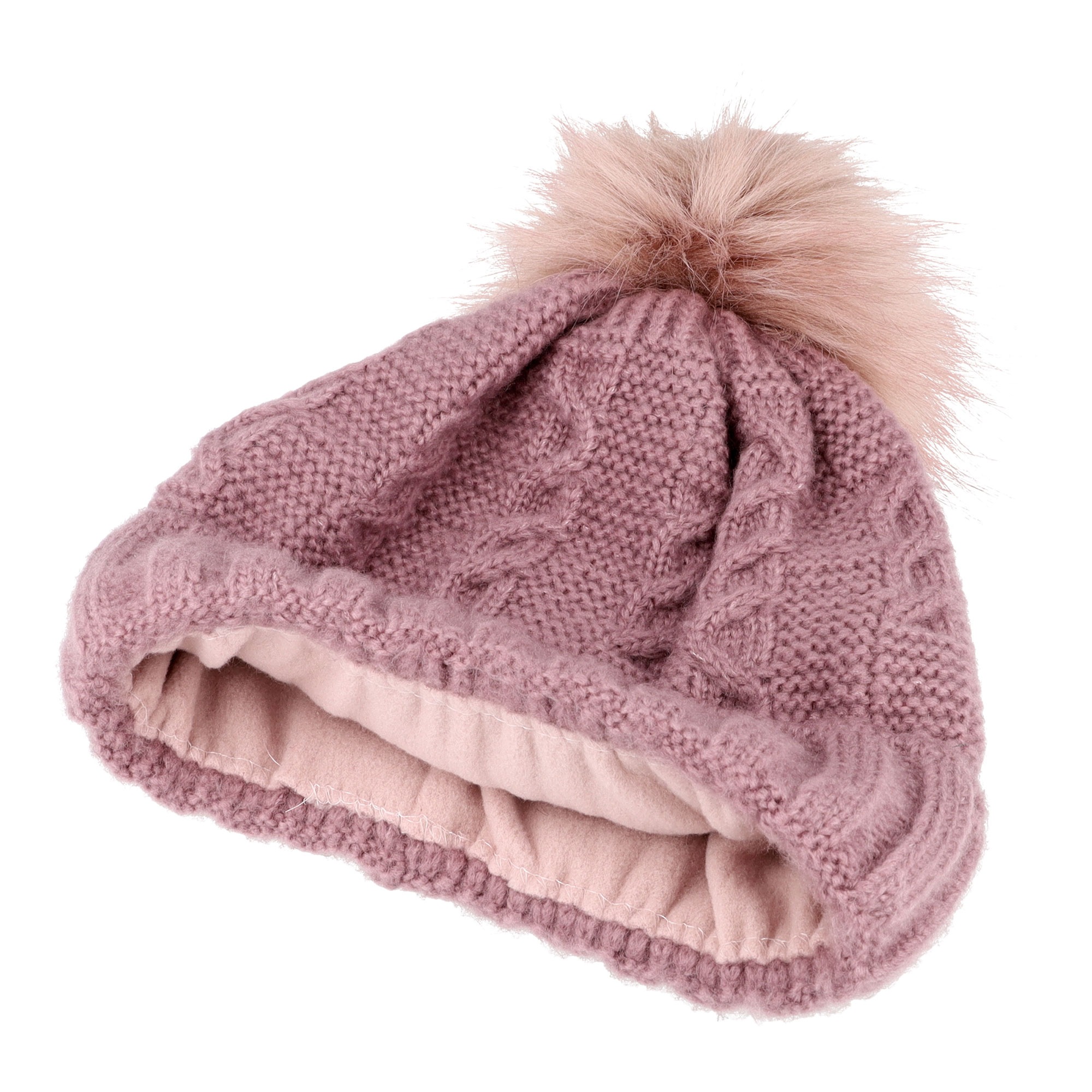 Thumbnail - MAXIMO Strickmütze angenehmer Materialmix, gefüttert, Bommel, breiter Umschlag