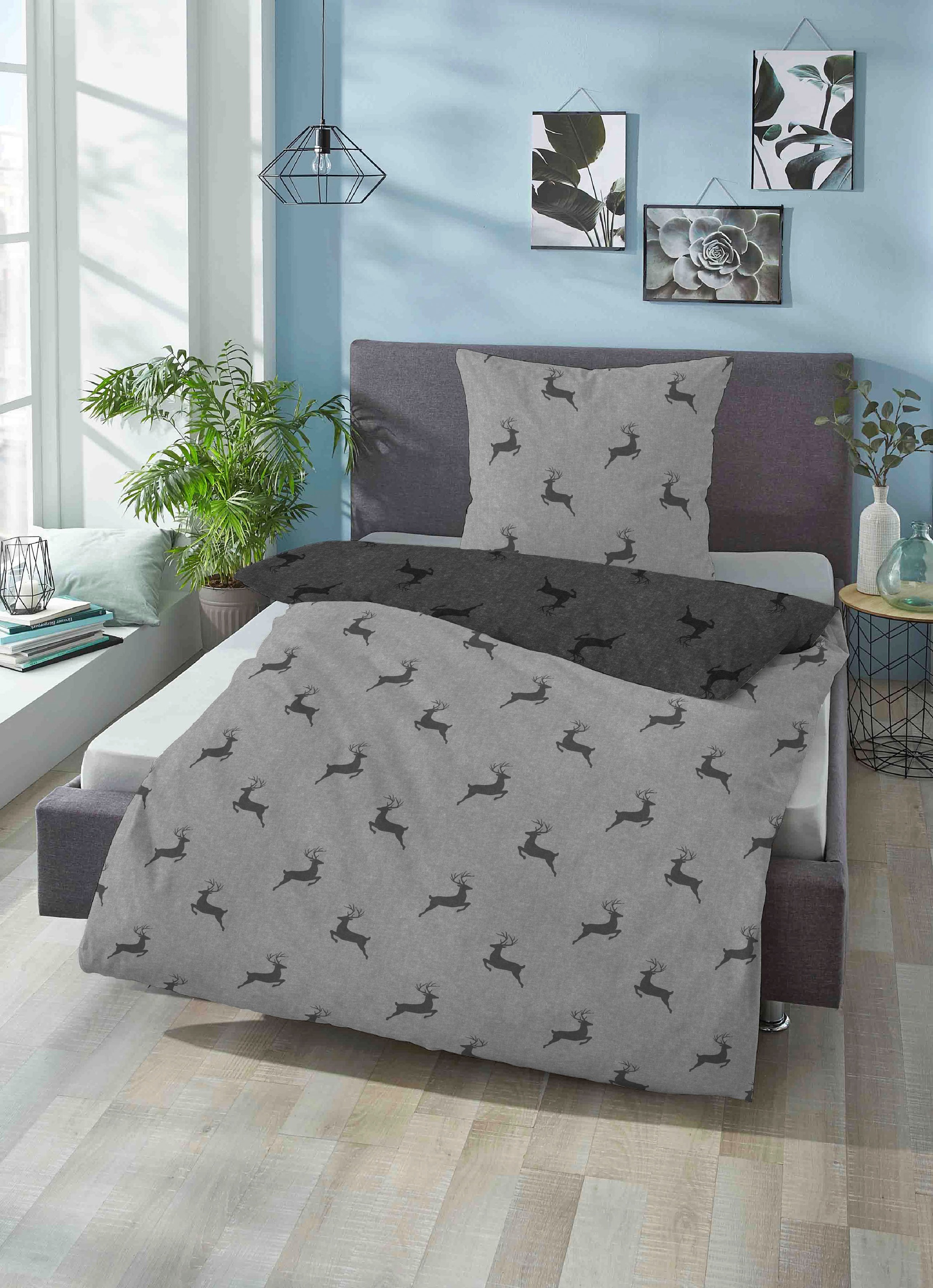 Biberna Wendebettwäsche "Cardo in Gr. 135x200 oder 155x220 cm" 2 Stk. Flane günstig online kaufen