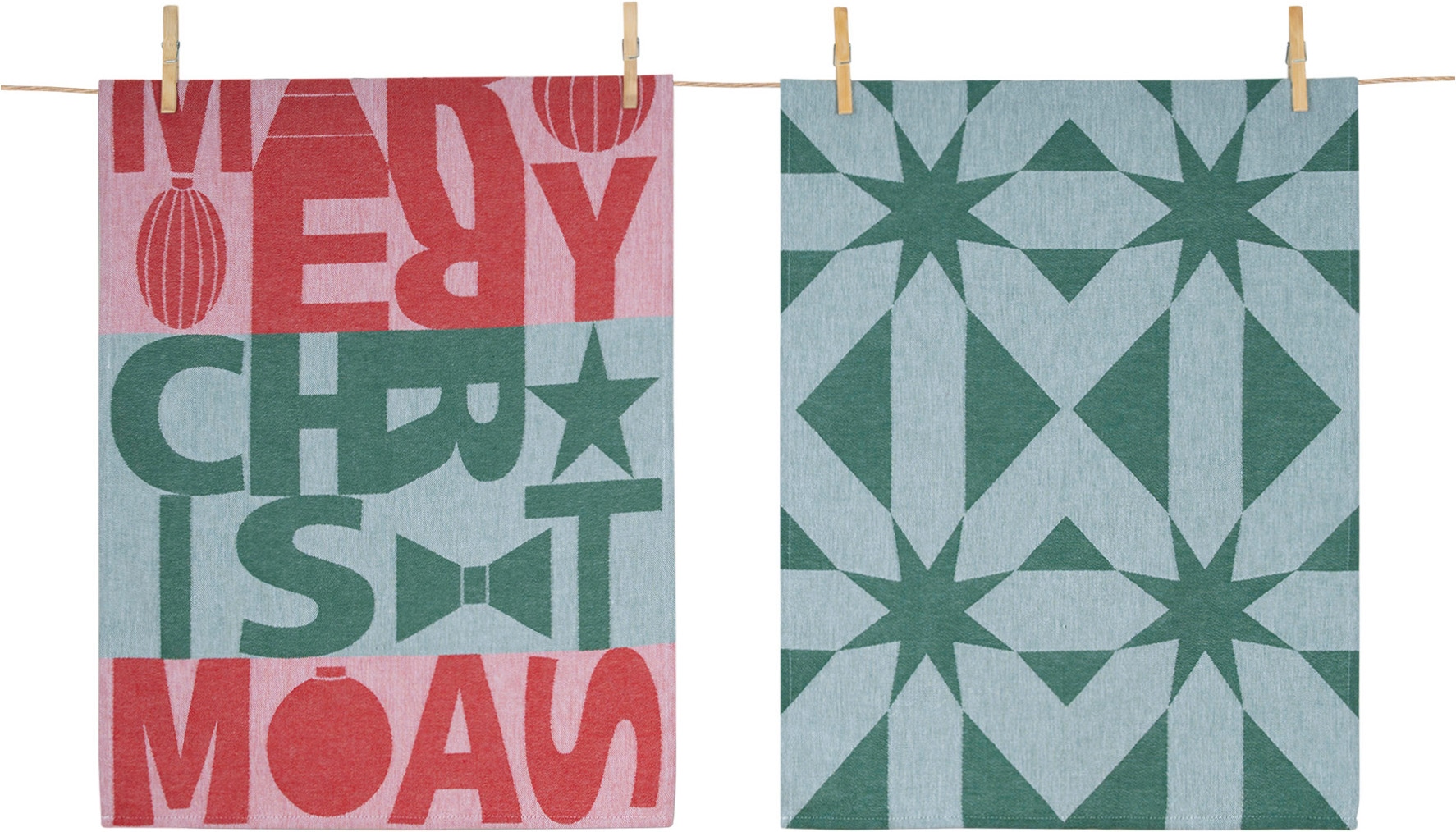 PAD Geschirrtuch "MERRY CHRIST" Weihnachtlicher Schriftzug, ideal für festliche Tischdekorationen