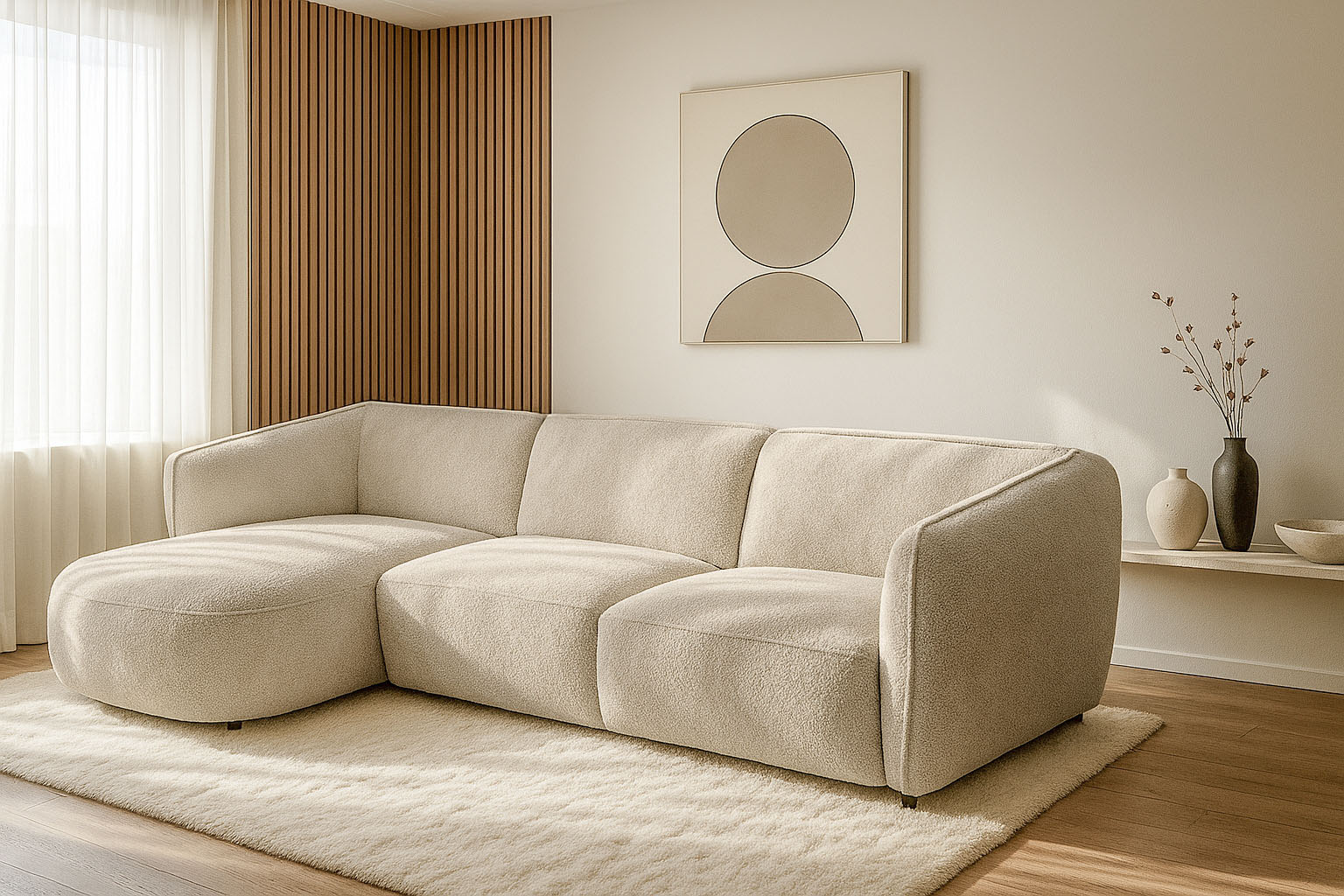OTTO home Ecksofa "OSTRUP Rundsofa, L-Form, Naturtöne, Boucle oder Chenille" Breite 280 cm, organische Form mit sanften Rundungen