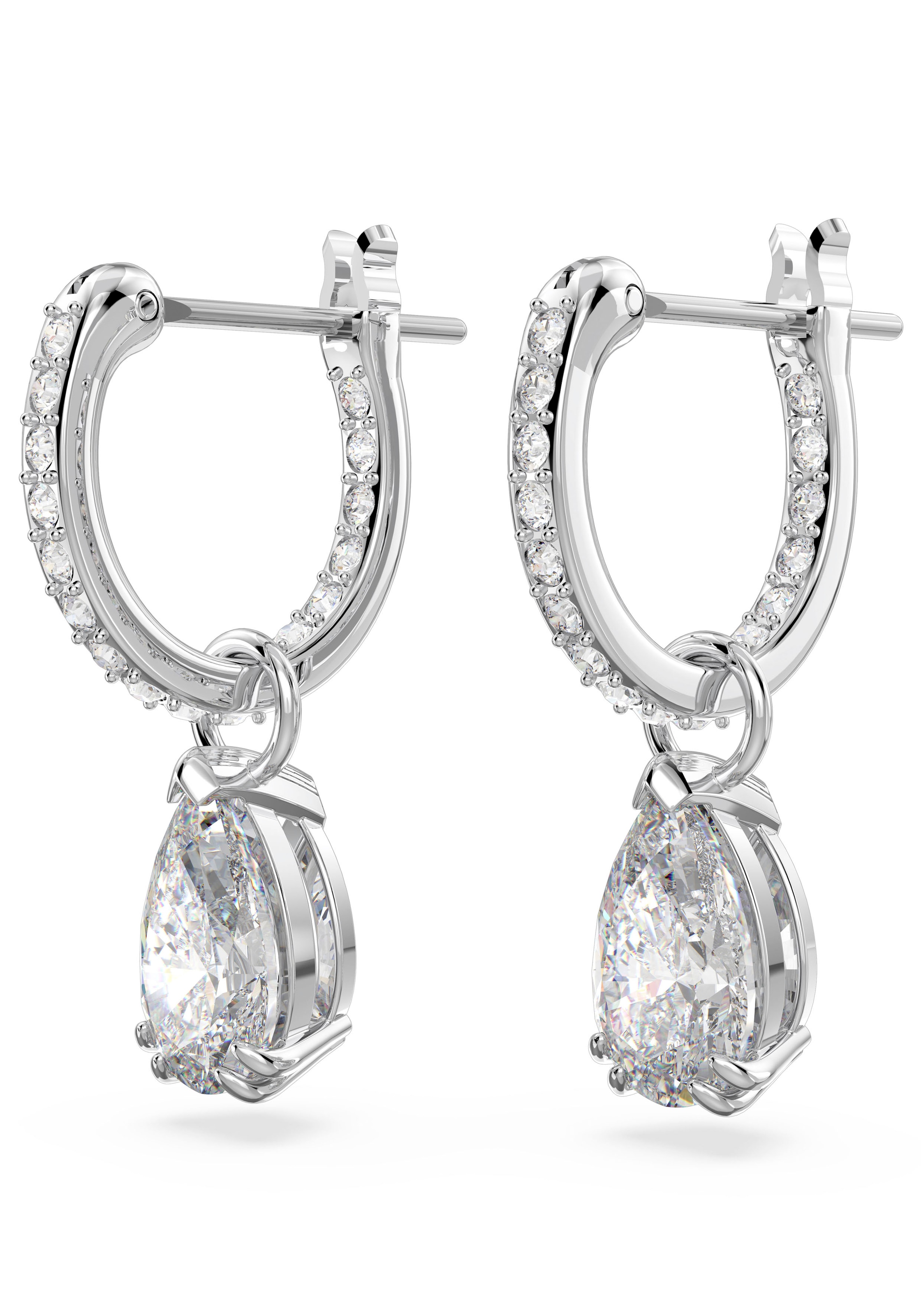 Swarovski Paar Creolen »Stilla Pear Drop, 5636716, 5723564, 5723566«, mit Swarovski® Kristall - Einhänger abnehmbar