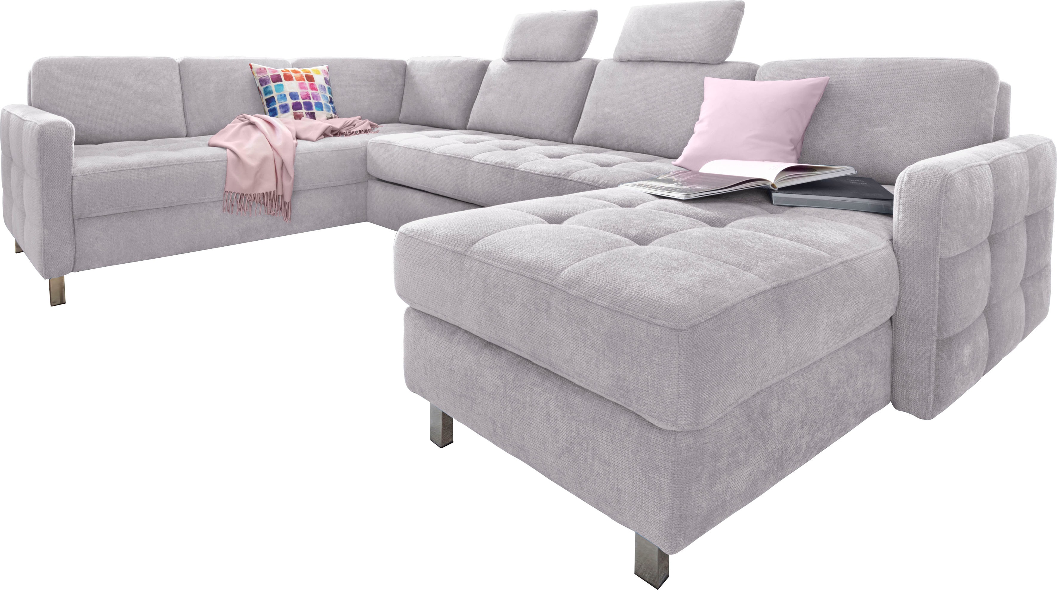 sit&more Wohnlandschaft "Pablo U-Form, B: 292cm, inkl. 2 Kopfstützen" wahlweise mit Schlaffunktion und Bettkasten