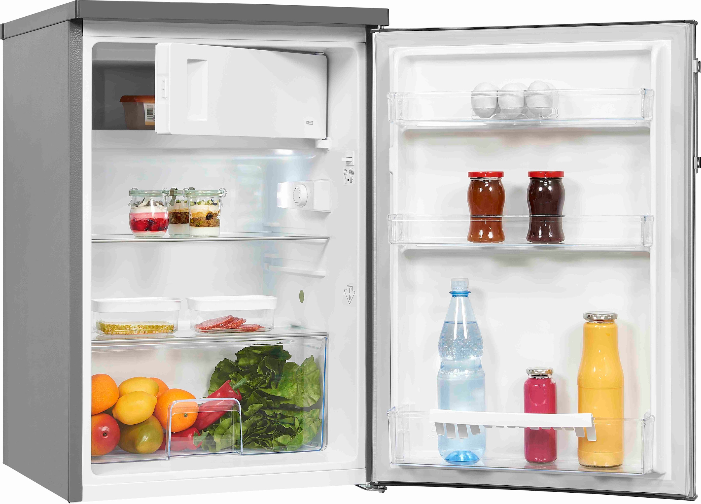 exquisit Kühlschrank »KS16-4-H-010D inoxlook«, Energieeffizienzklasse D, 120 Liter Nutzinhalt, 4 Sterne Gefrieren