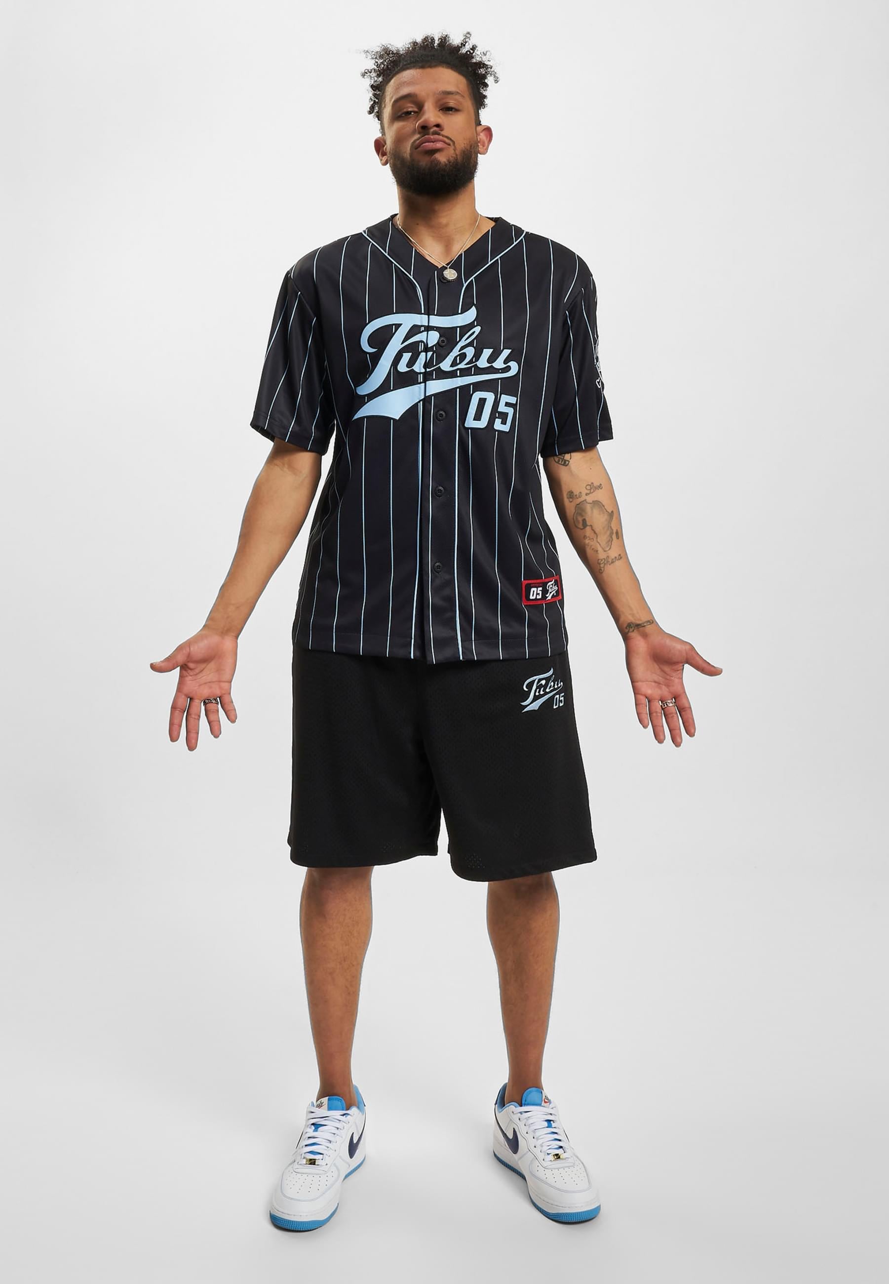 Fubu Langarmhemd »Fubu Herren FM232-003-1 FUBU Varsity Pinstripe Baseball Jersey«, (1 tlg.)