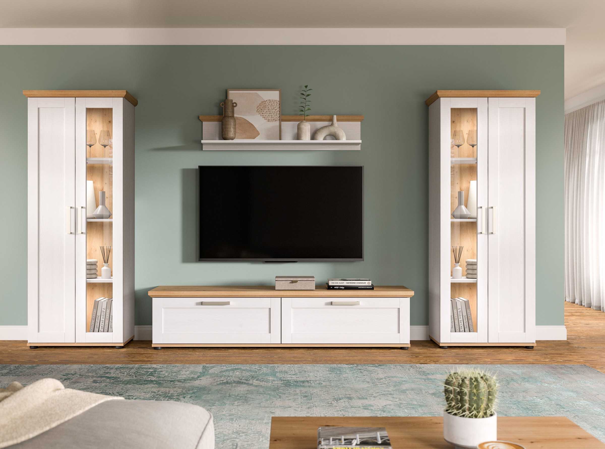 Home affaire Wohnwand "Cosenza" Set, 4 tlg. Cosenza, Breite: 336 cm, 2xVitr günstig online kaufen